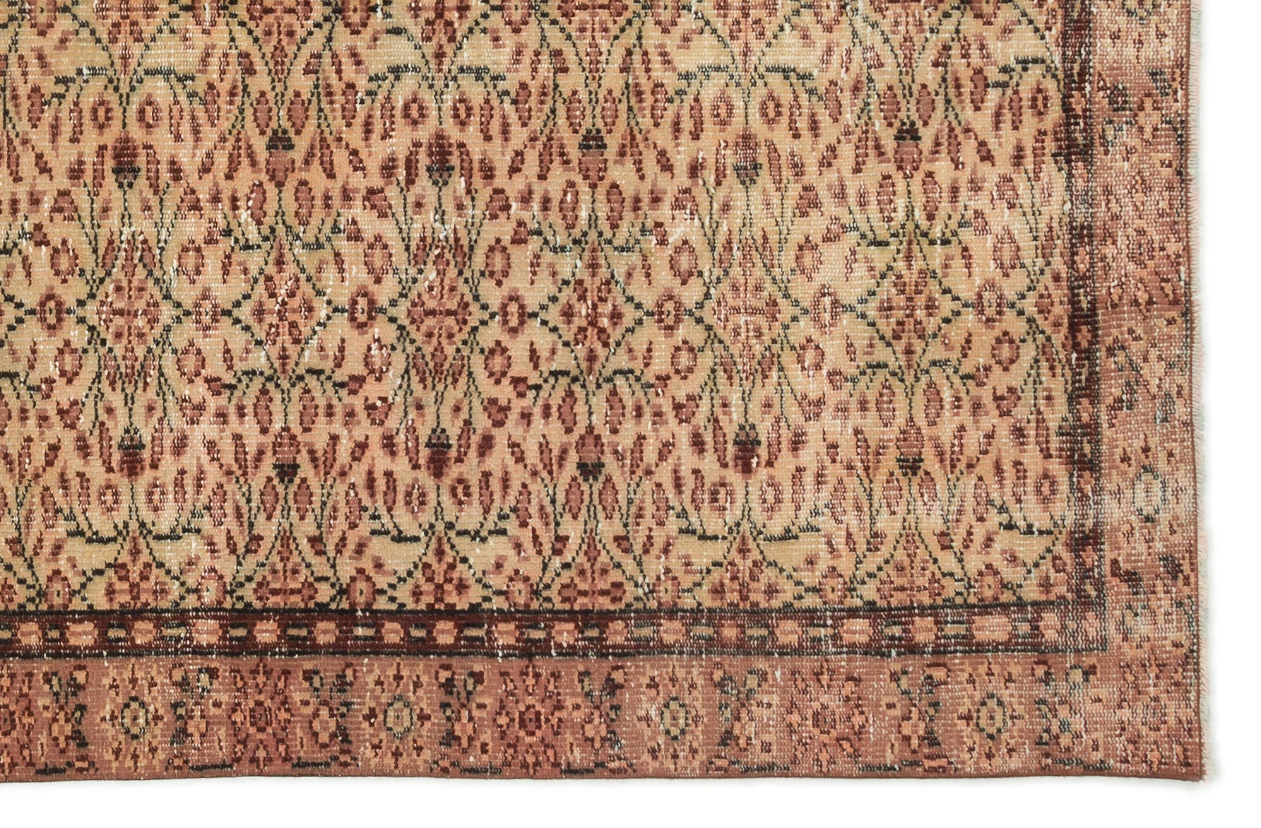 Atina Brown Vintage Wool Handmade Area Rug 4'9" x 9'4"