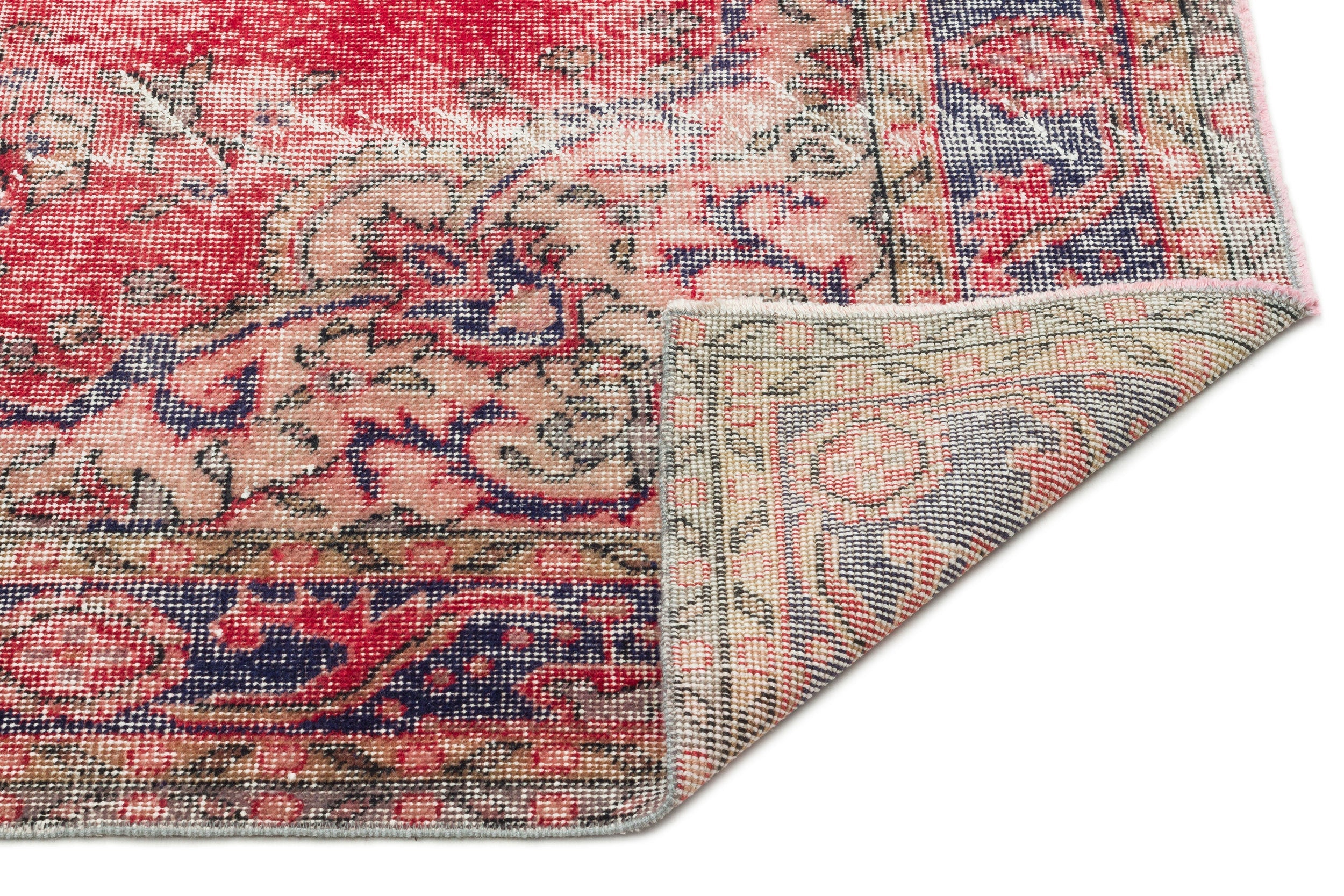 Atina Red Vintage Wool Handmade Area Rug 5'6" x 9'5"
