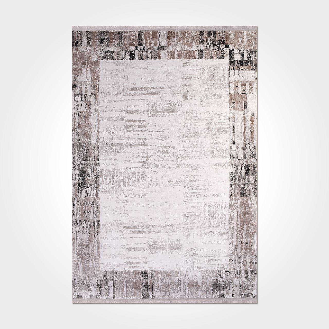 Machine Made Area Rug – Cream Acrylic Fiber Rug with Laser Cut Edge