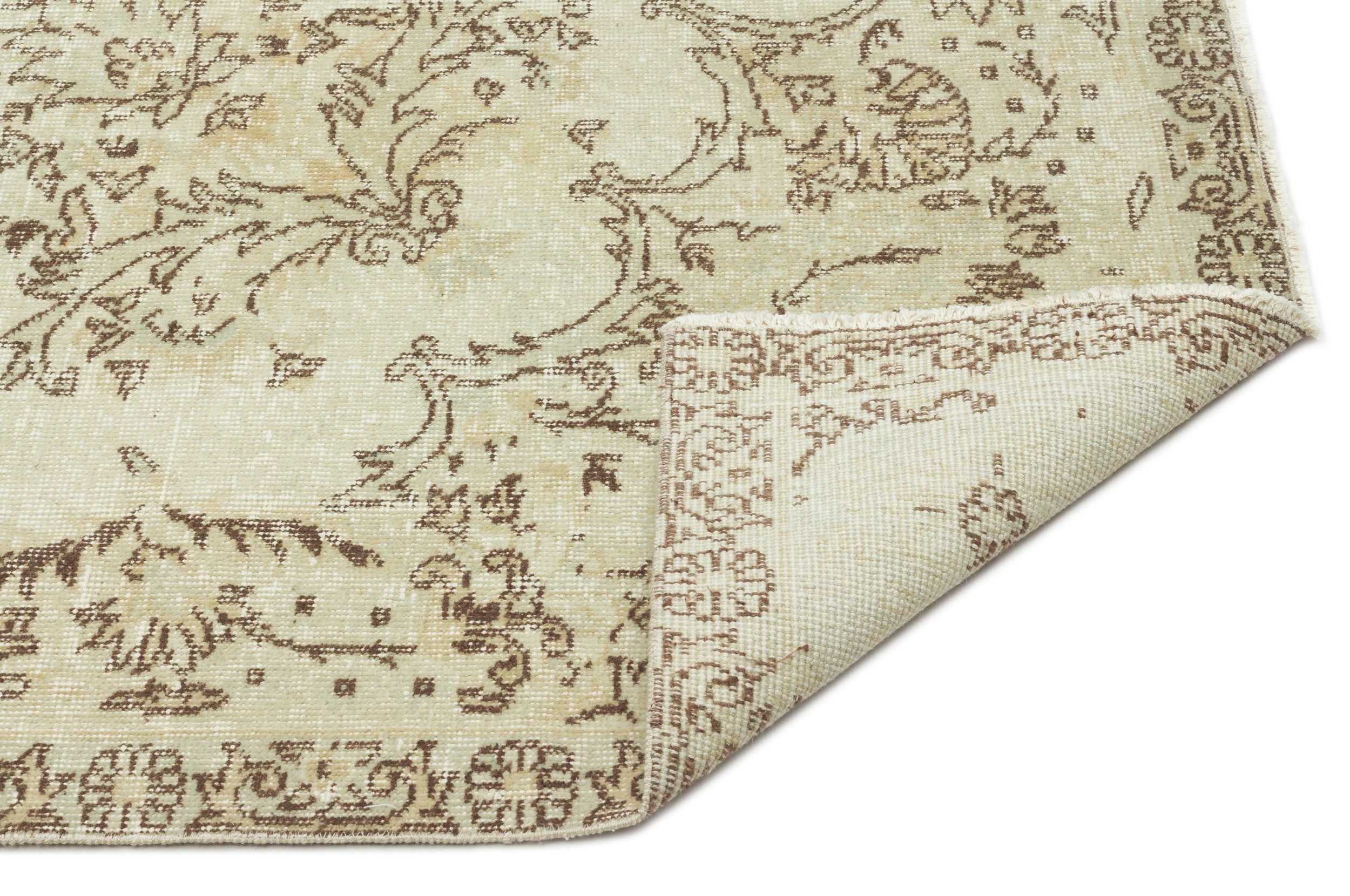 Atina Beige Vintage Wool Handmade Area Rug 7'1" x 10'9"