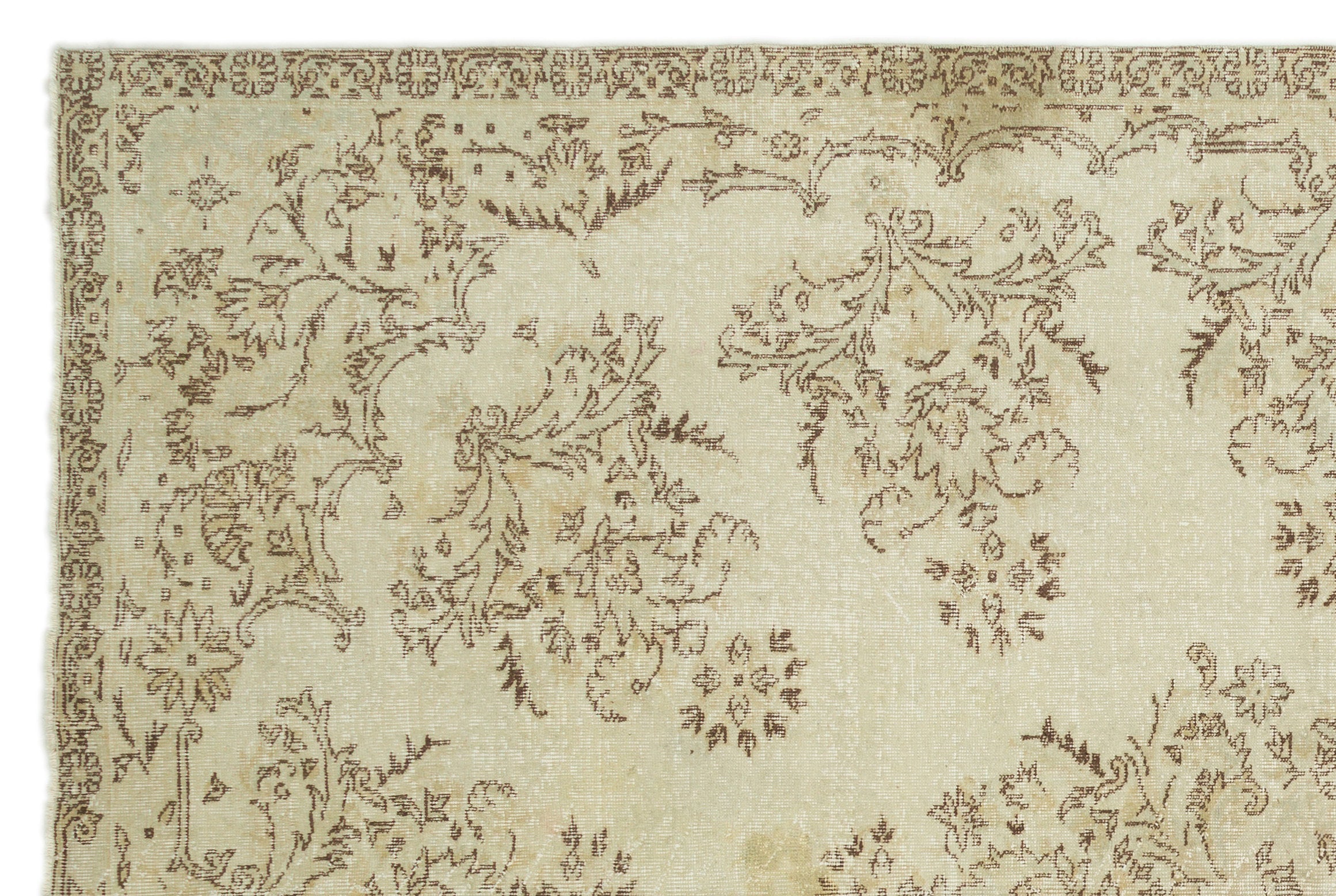 Atina Beige Vintage Wool Handmade Area Rug 7'1" x 10'9"
