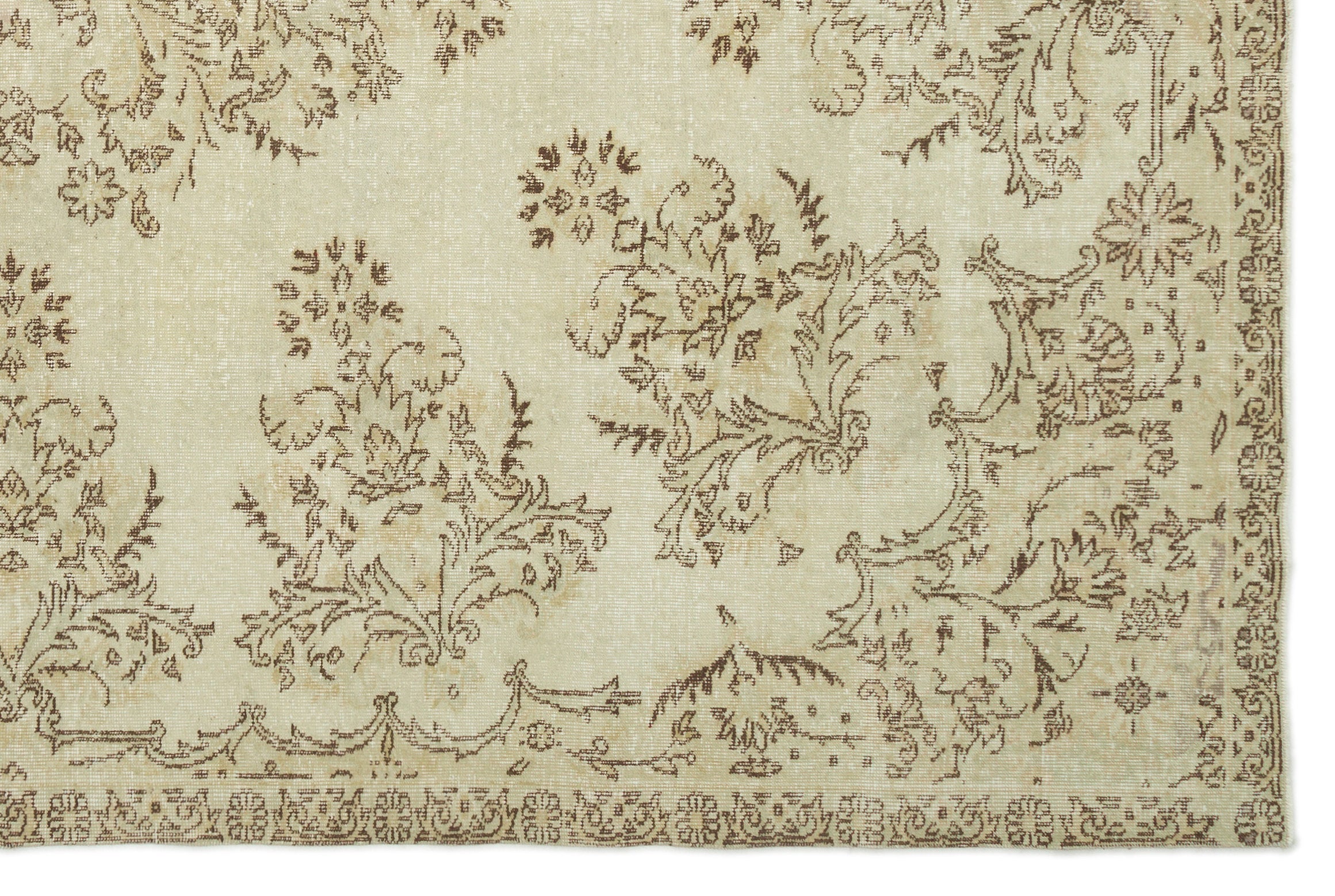 Atina Beige Vintage Wool Handmade Area Rug 7'1" x 10'9"