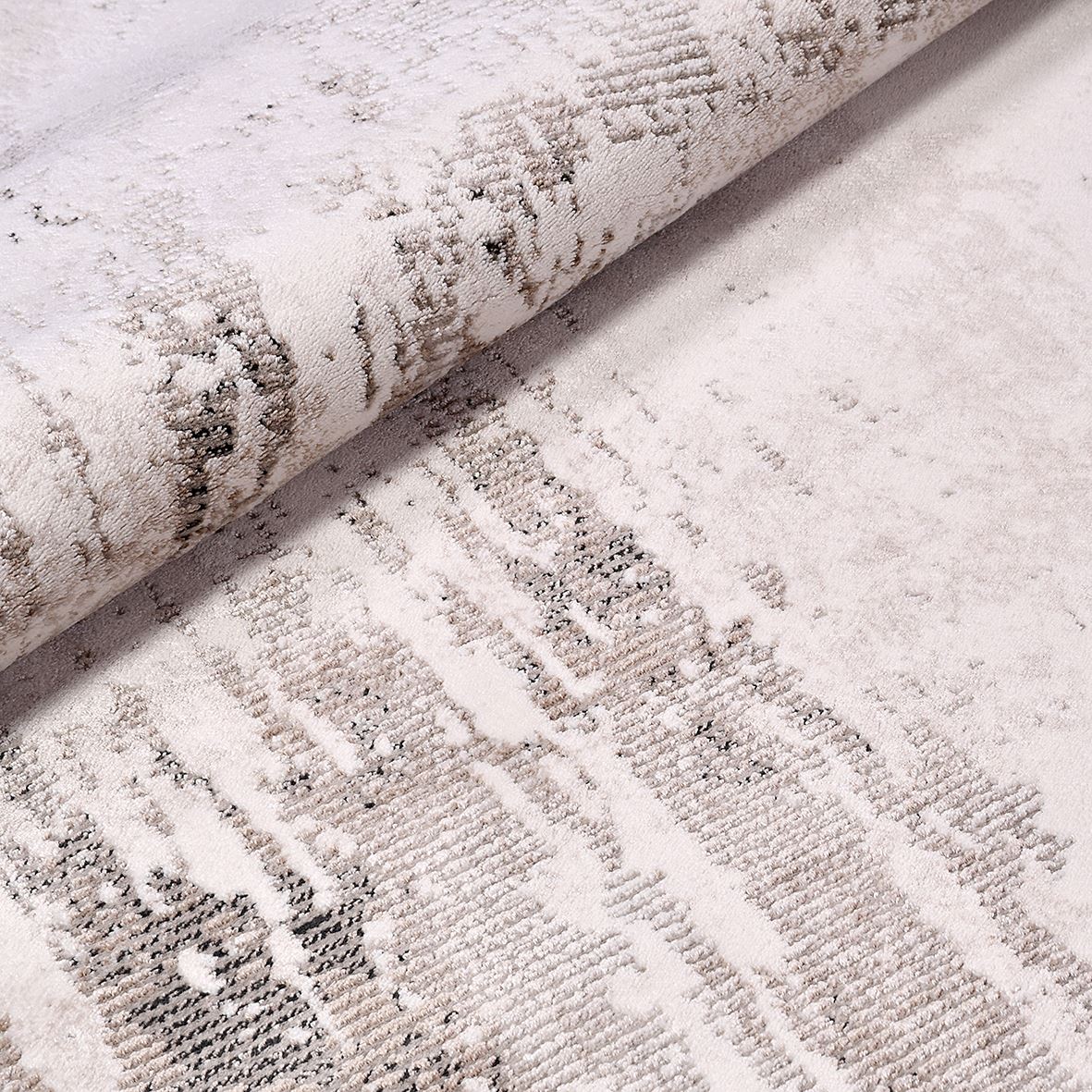 Modern Area Rug – Machine Made Cream Flatweave Rug with Laser Cut Edges
