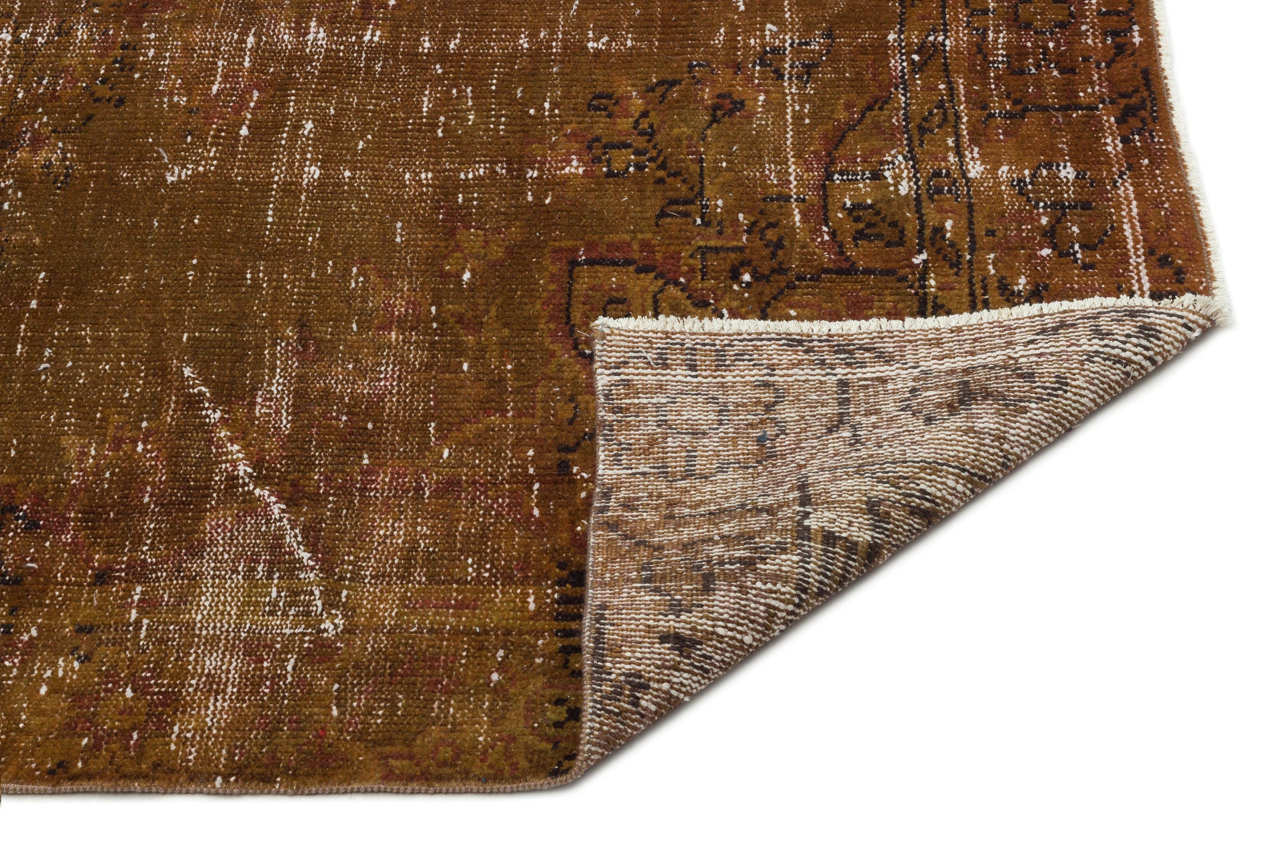 Atina Brown Vintage Wool Handmade Area Rug 4'11" x 8'9"