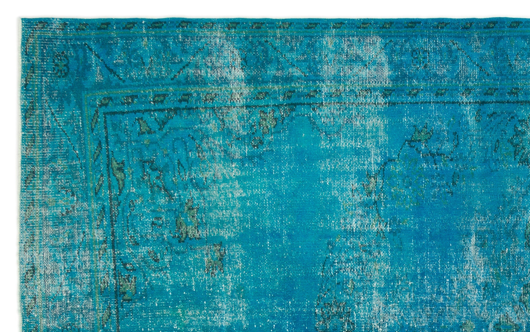 Atina Turquoise Vintage Wool Handmade Area Rug 6'4" x 10'1"