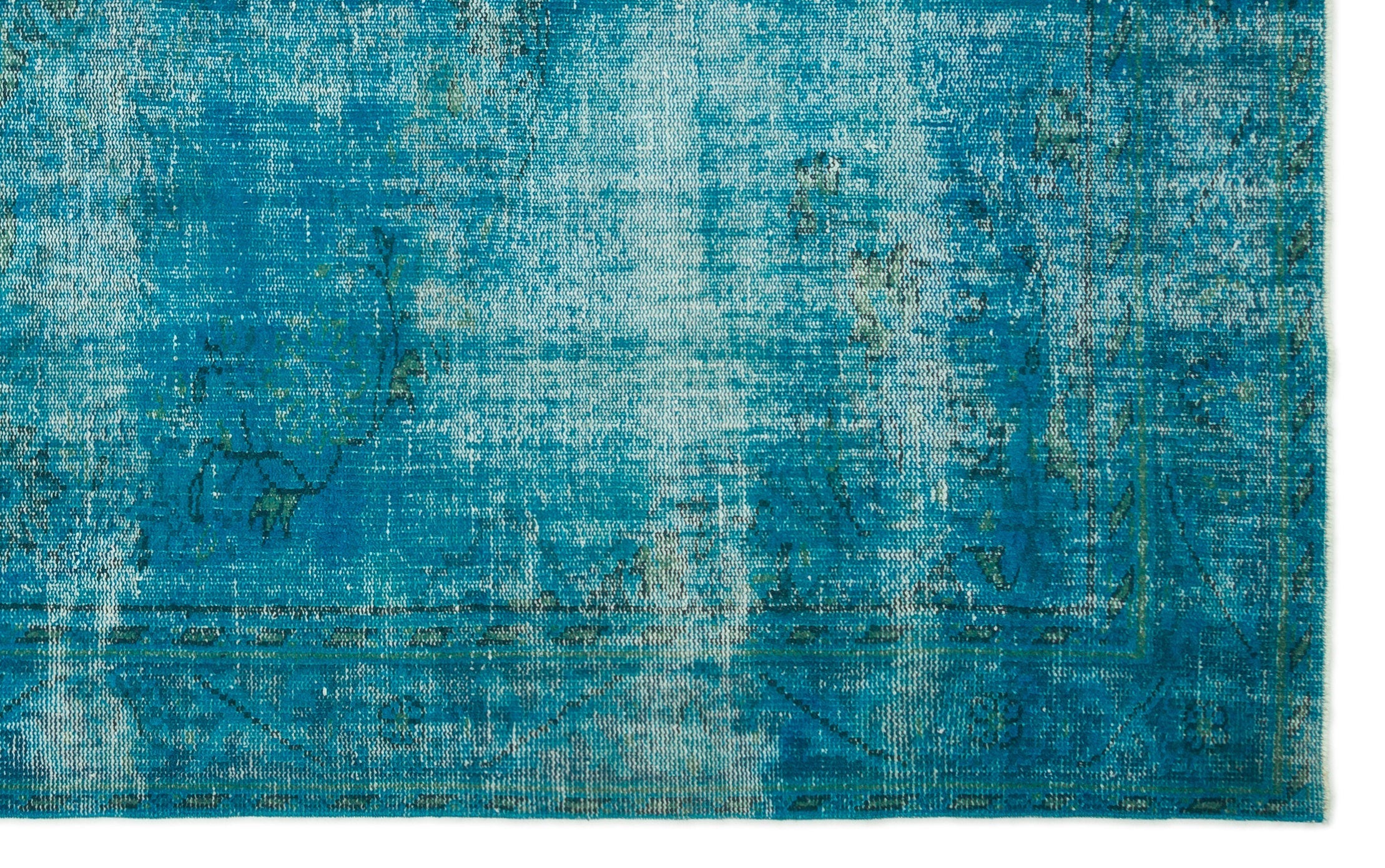 Atina Turquoise Vintage Wool Handmade Area Rug 6'4" x 10'1"
