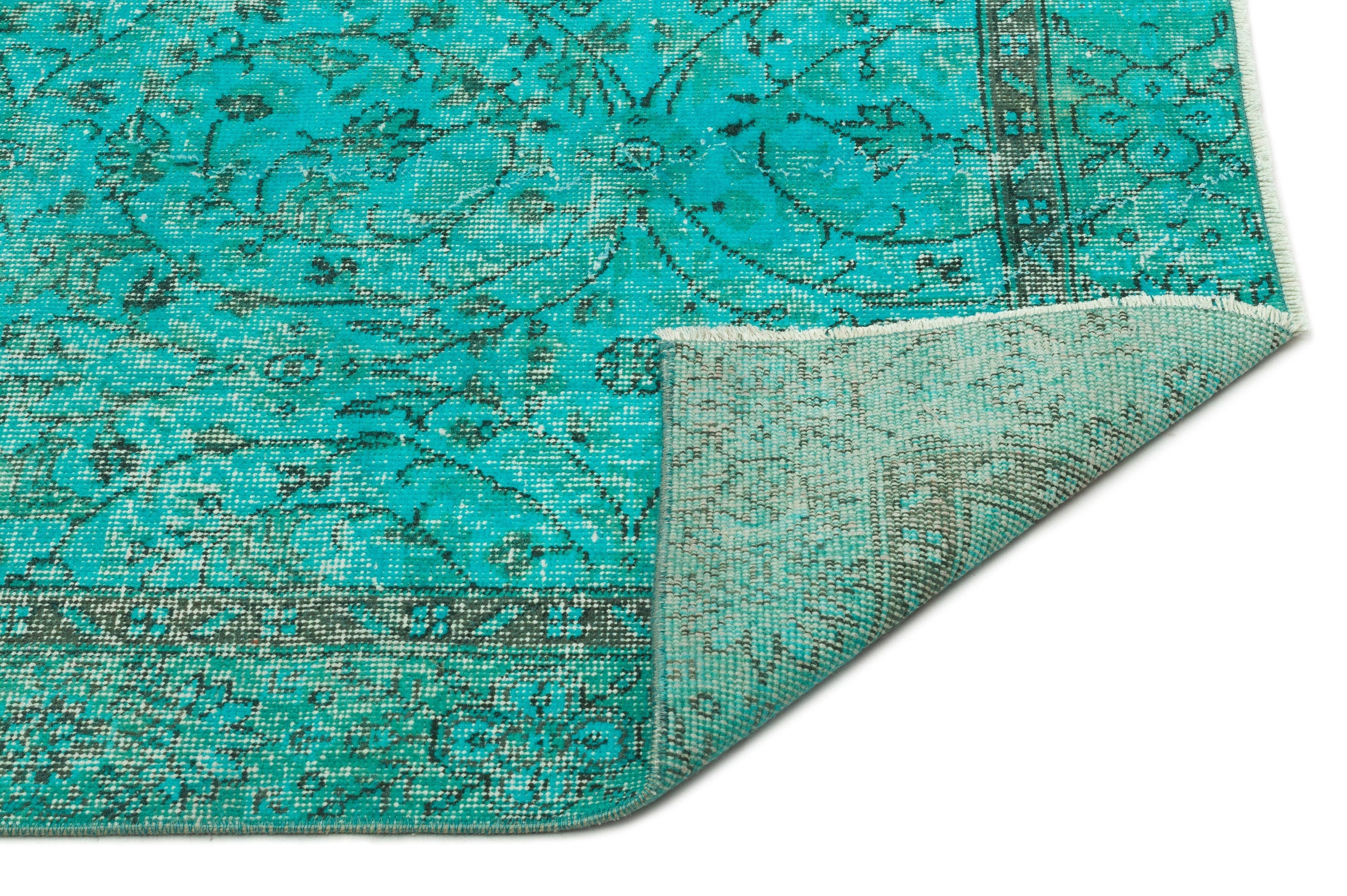 Atina Turquoise Vintage Wool Handmade Area Rug 5'5" x 8'4"