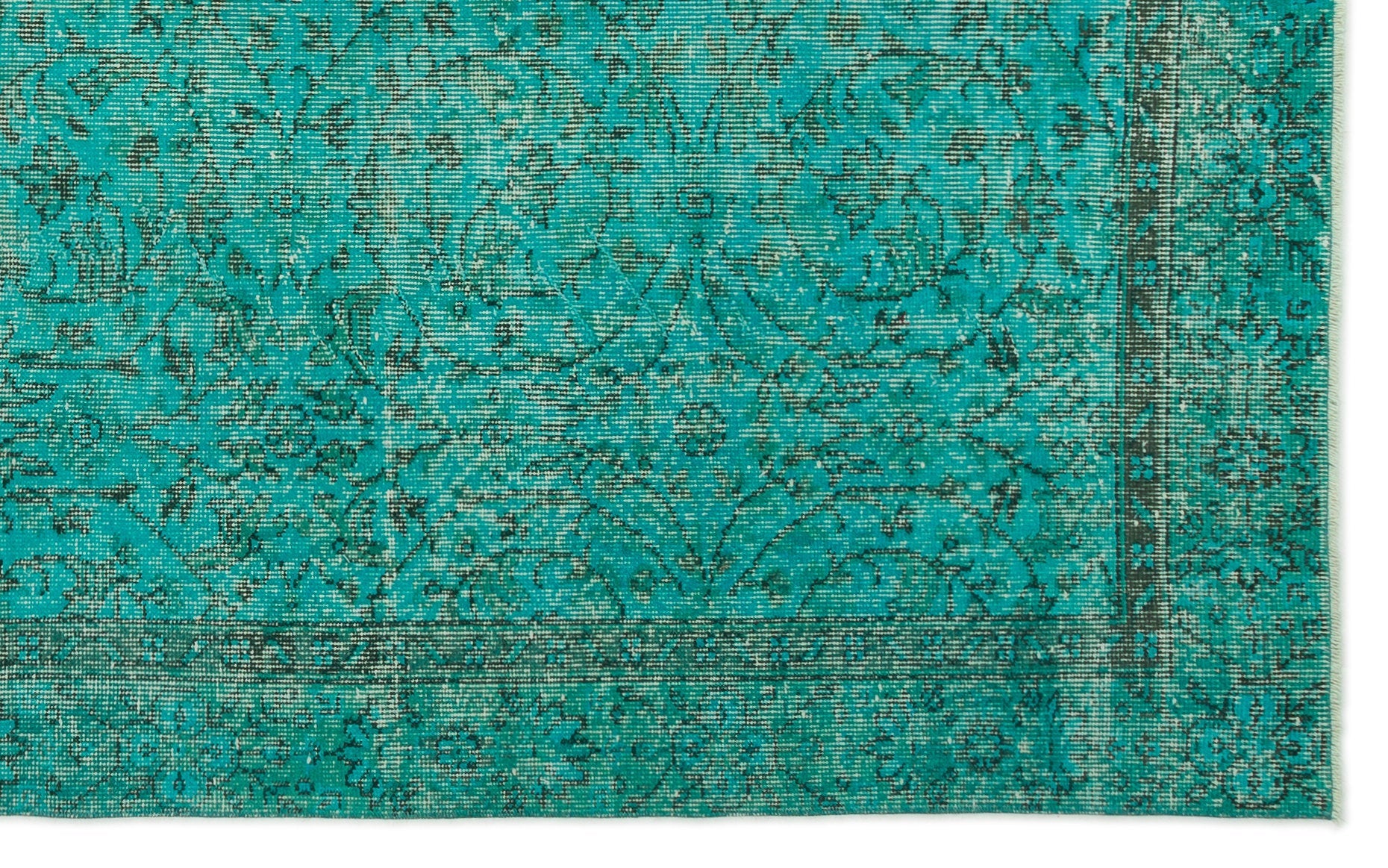 Atina Turquoise Vintage Wool Handmade Area Rug 5'5" x 8'4"