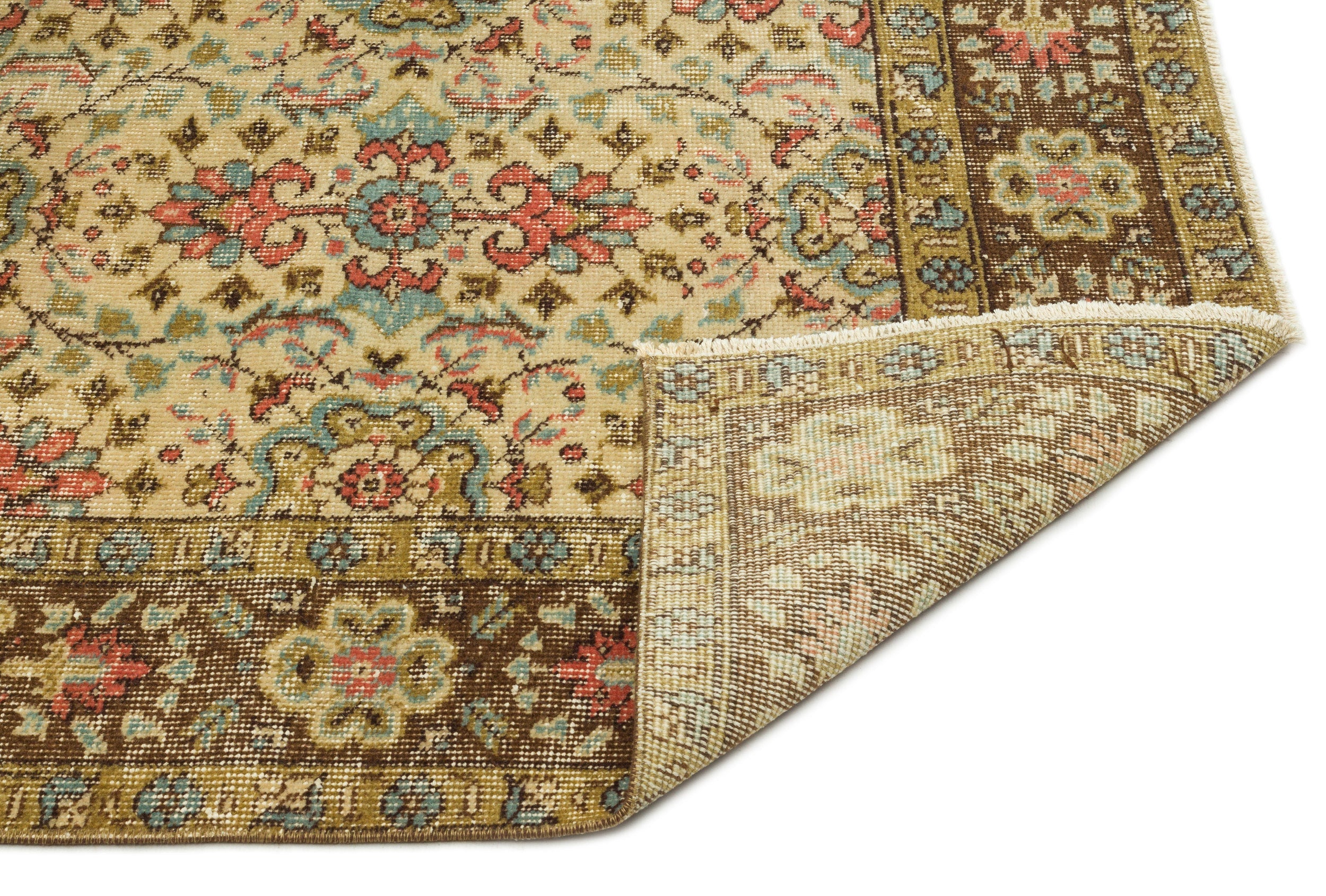 Atina Brown Vintage Wool Handmade Area Rug 5'0" x 8'8"