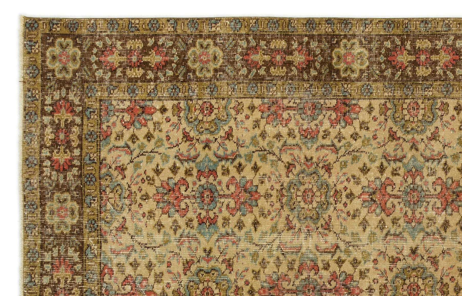 Atina Brown Vintage Wool Handmade Area Rug 5'0" x 8'8"