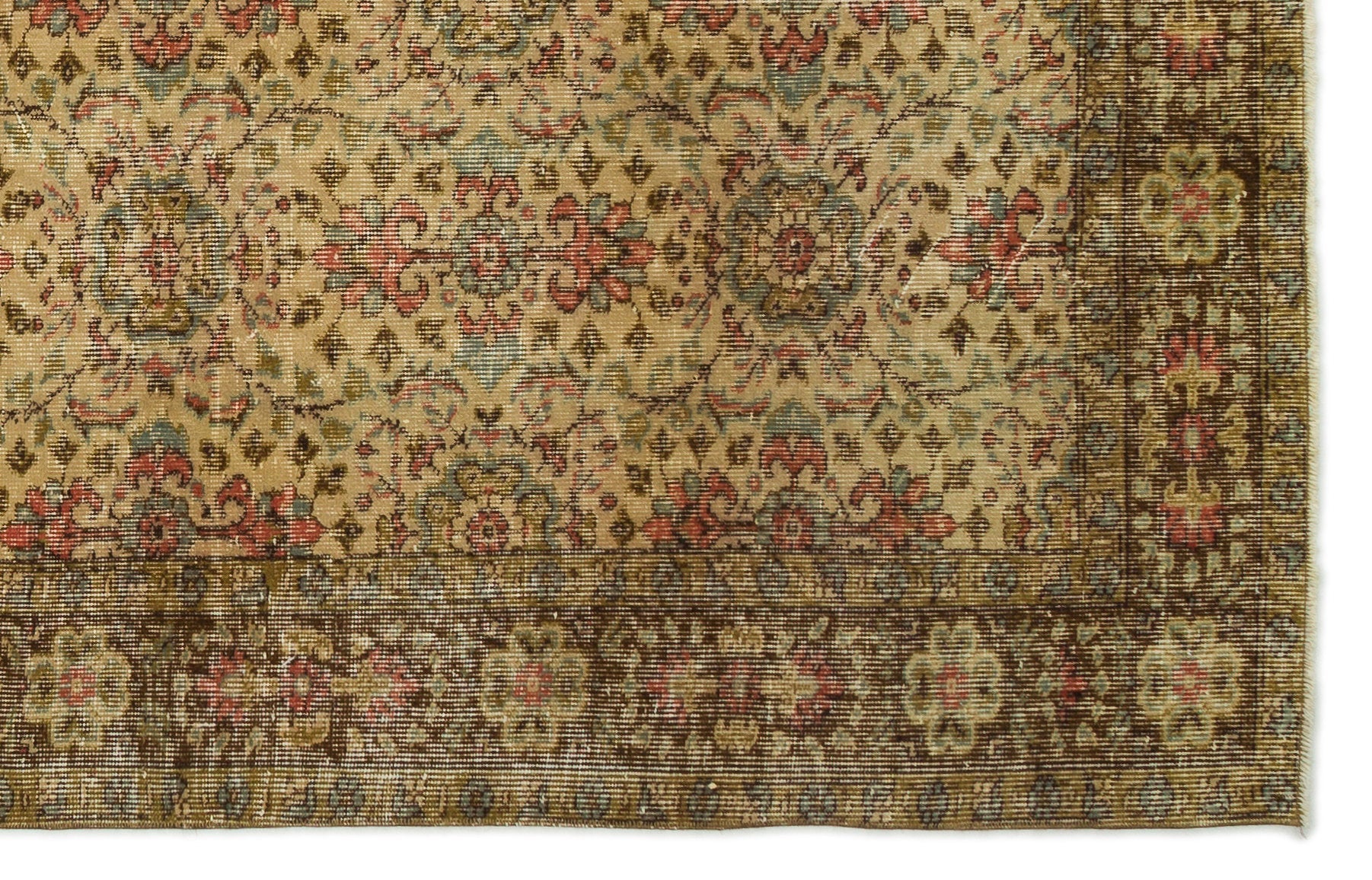 Atina Brown Vintage Wool Handmade Area Rug 5'0" x 8'8"