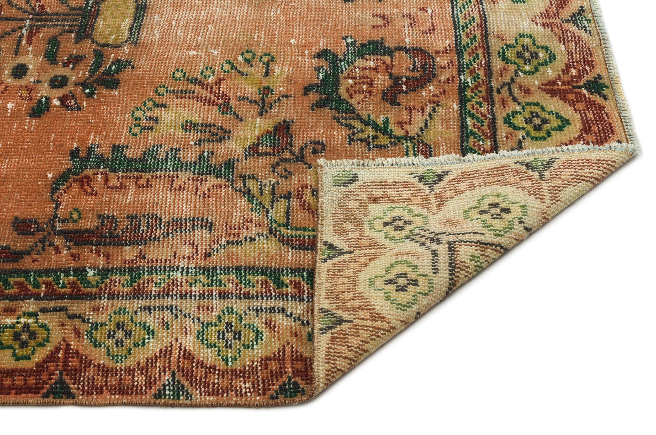 Atina Beige Vintage Wool Handmade Area Rug 4'7" x 8'8"