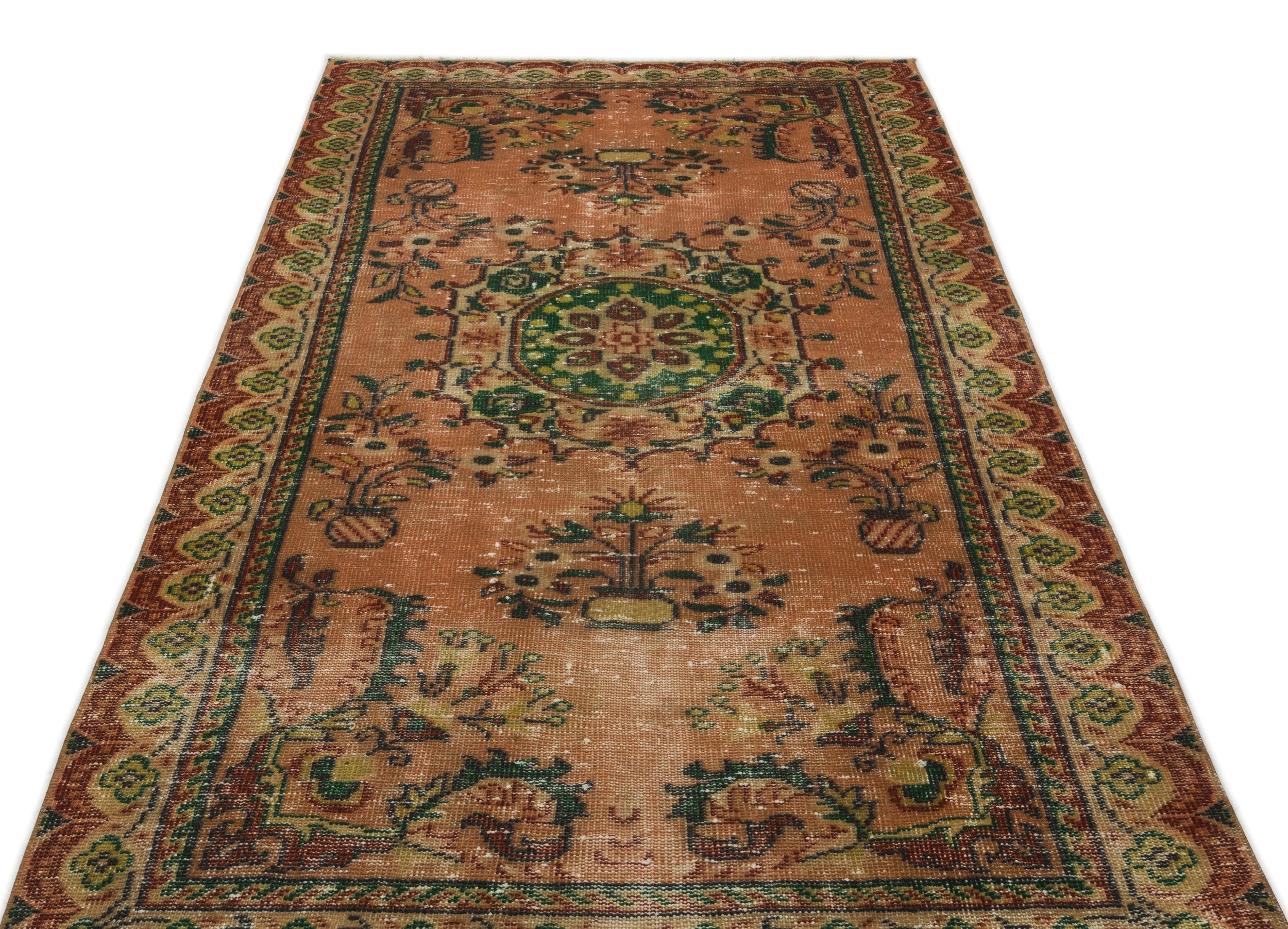 Atina Beige Vintage Wool Handmade Area Rug 4'7" x 8'8"