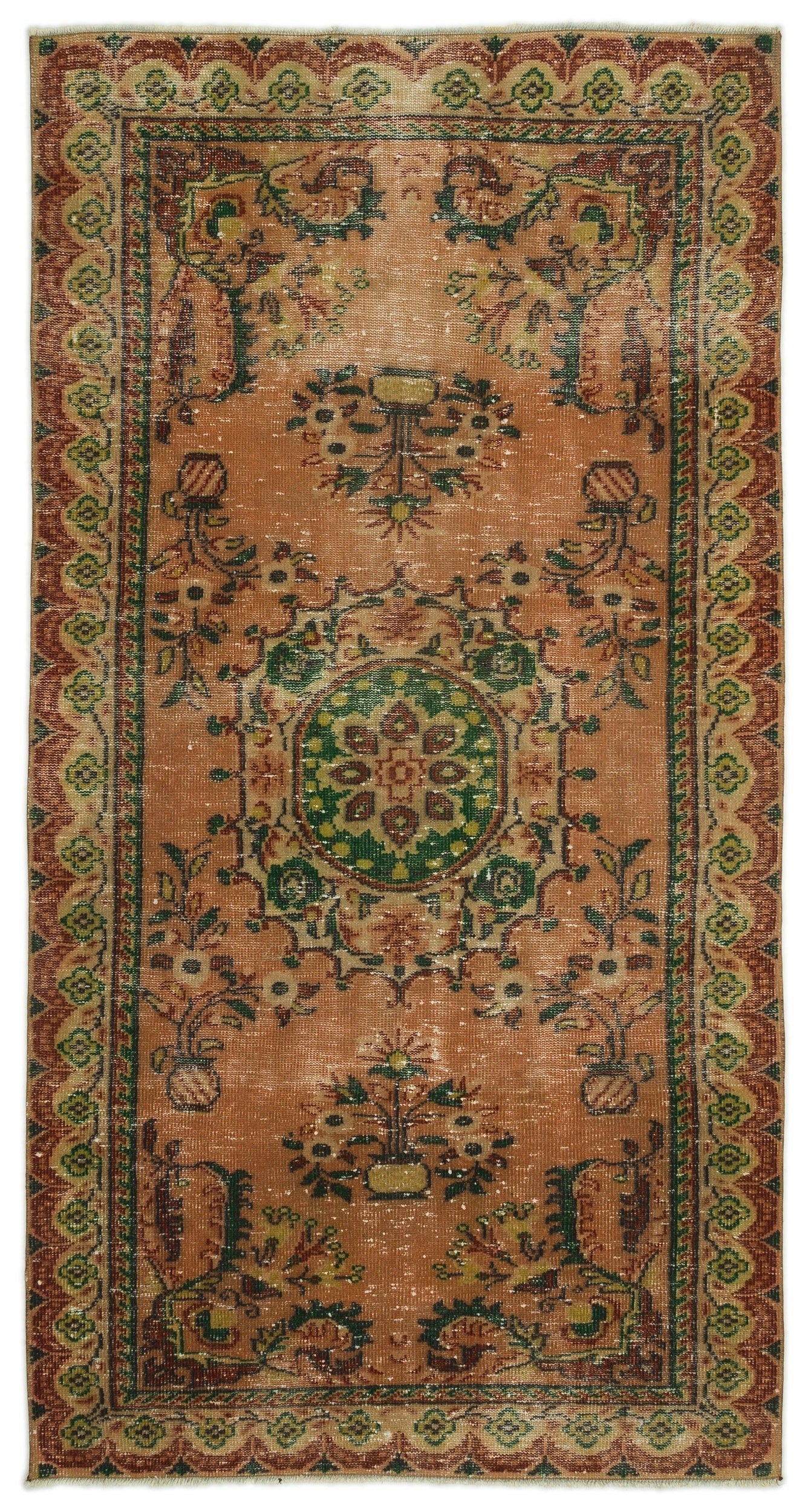Atina Beige Vintage Wool Handmade Area Rug 4'7" x 8'8"