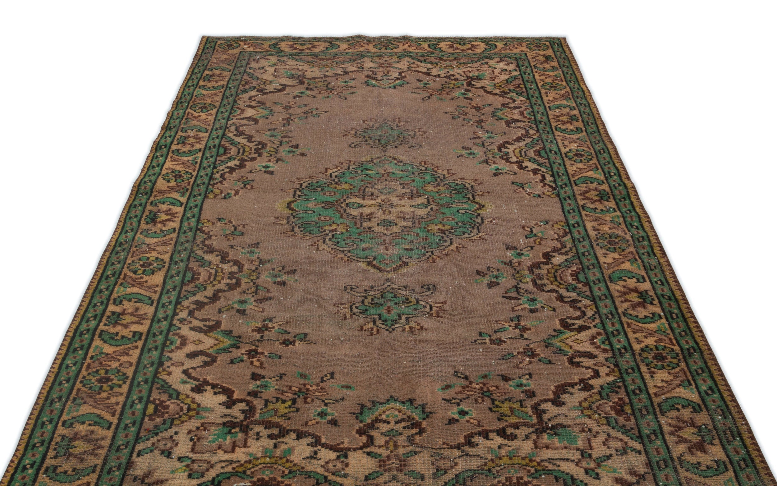 Atina Brown Vintage Wool Handmade Area Rug 4'10" x 9'0"