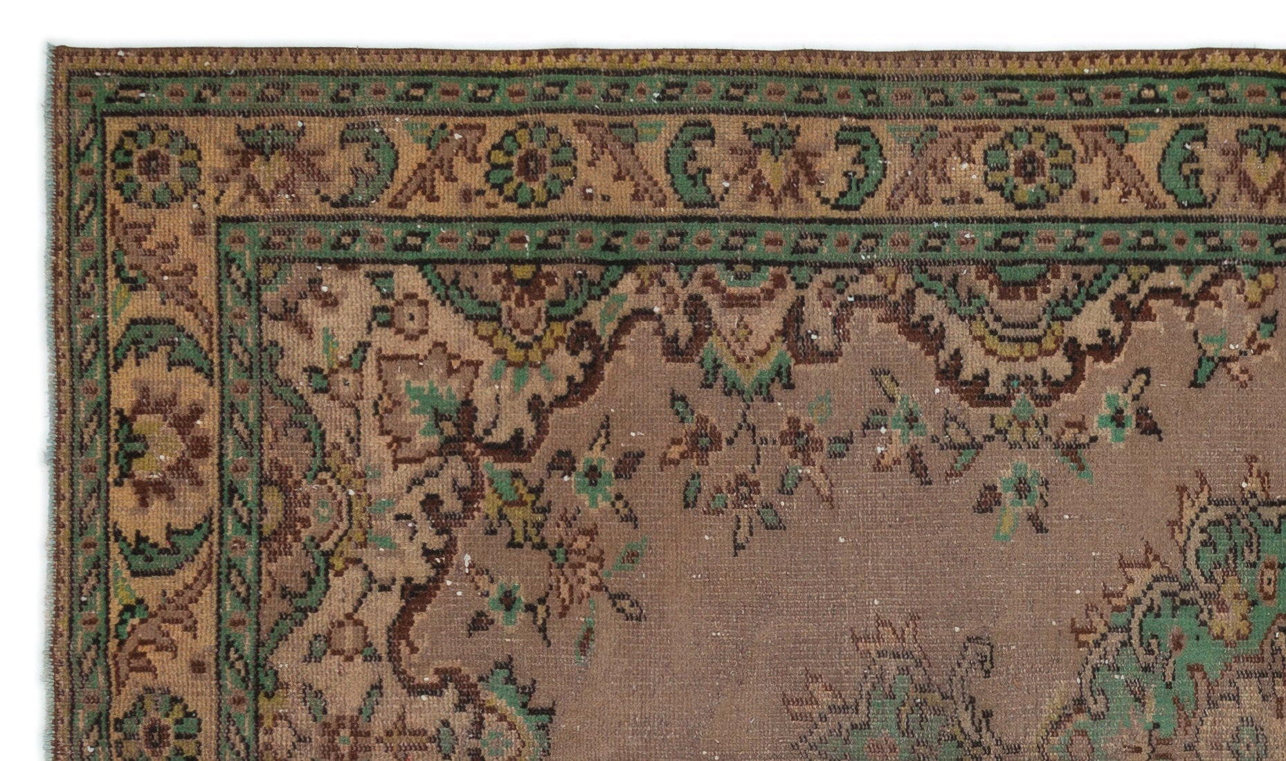 Atina Brown Vintage Wool Handmade Area Rug 4'10" x 9'0"