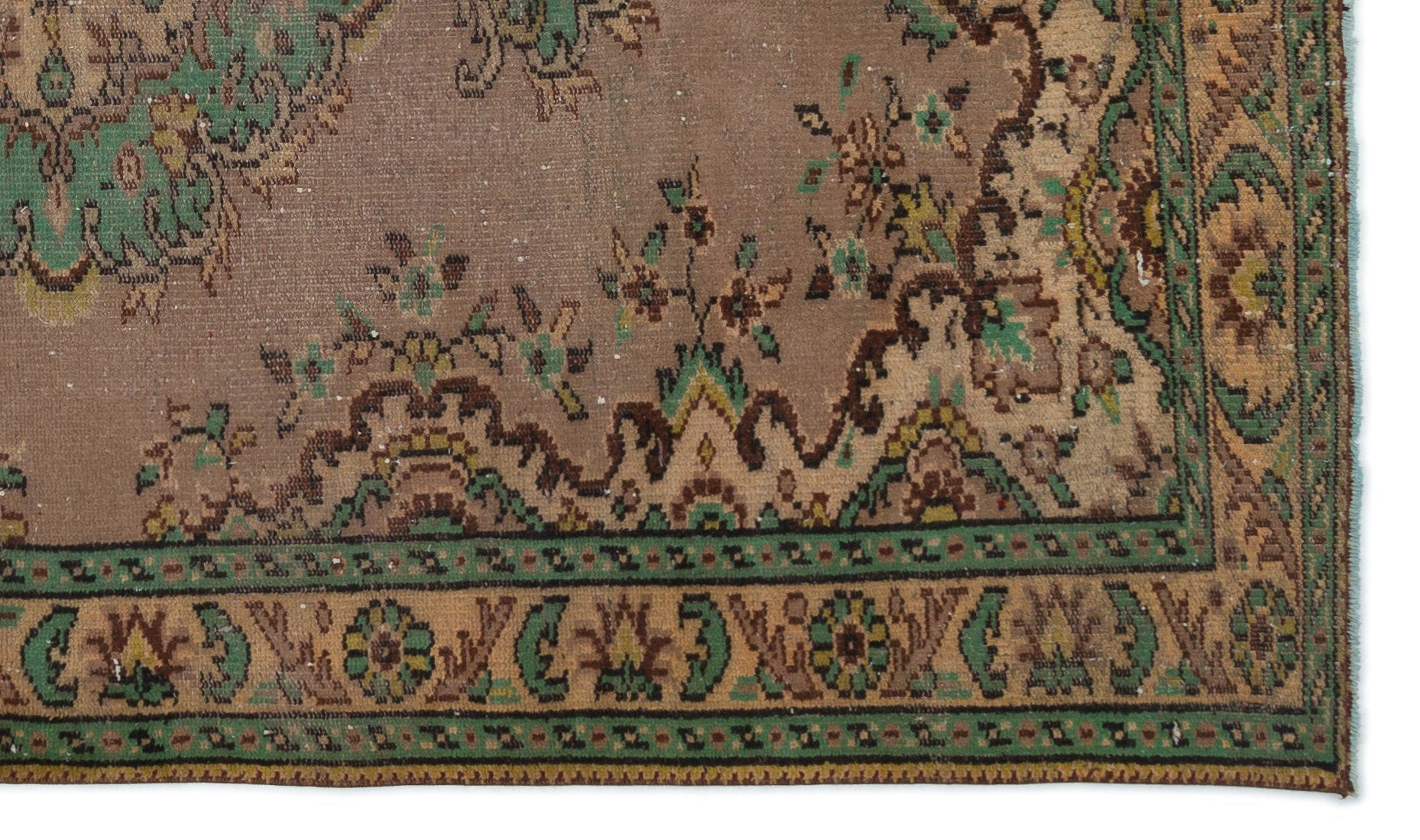 Atina Brown Vintage Wool Handmade Area Rug 4'10" x 9'0"