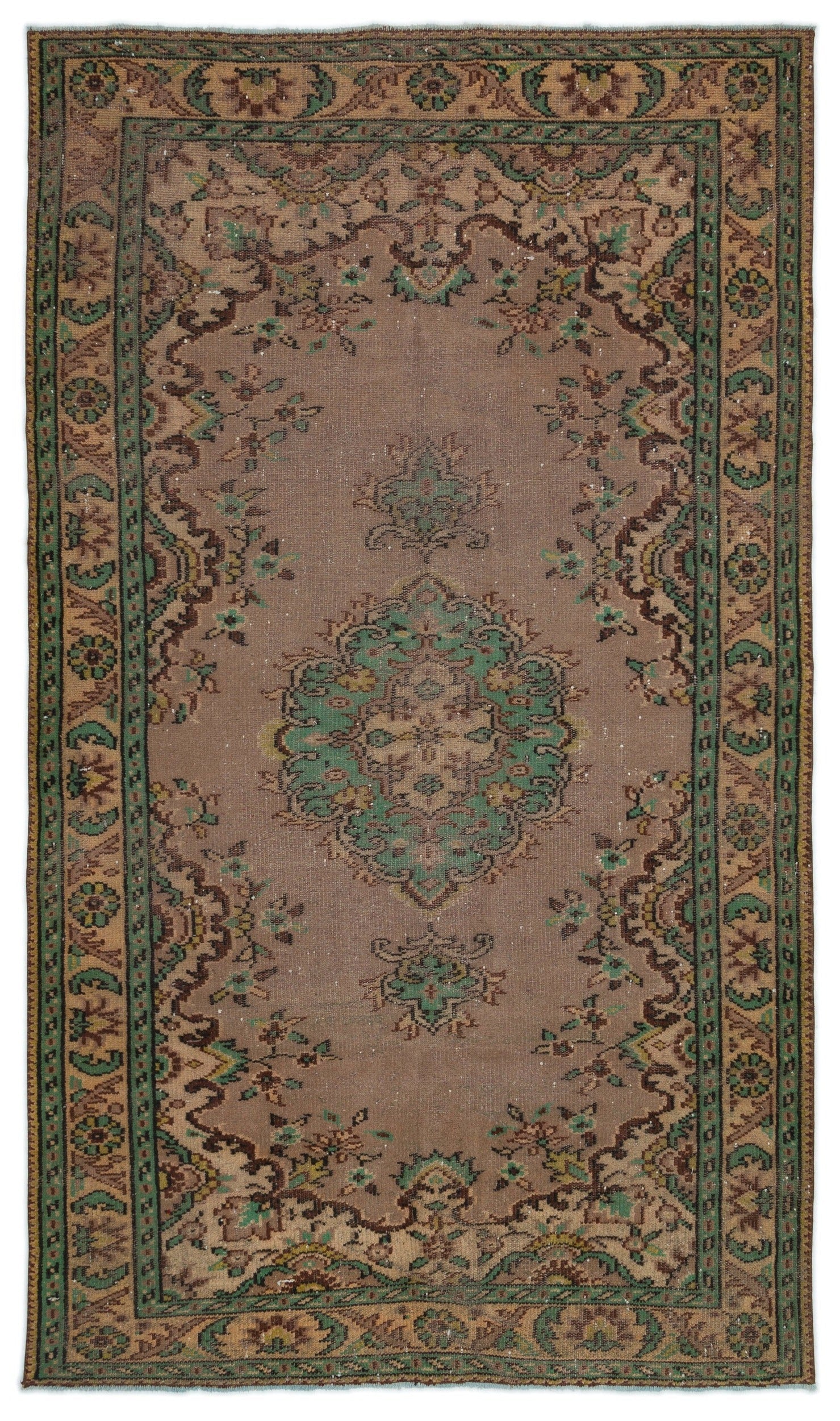Atina Brown Vintage Wool Handmade Area Rug 4'10" x 9'0"