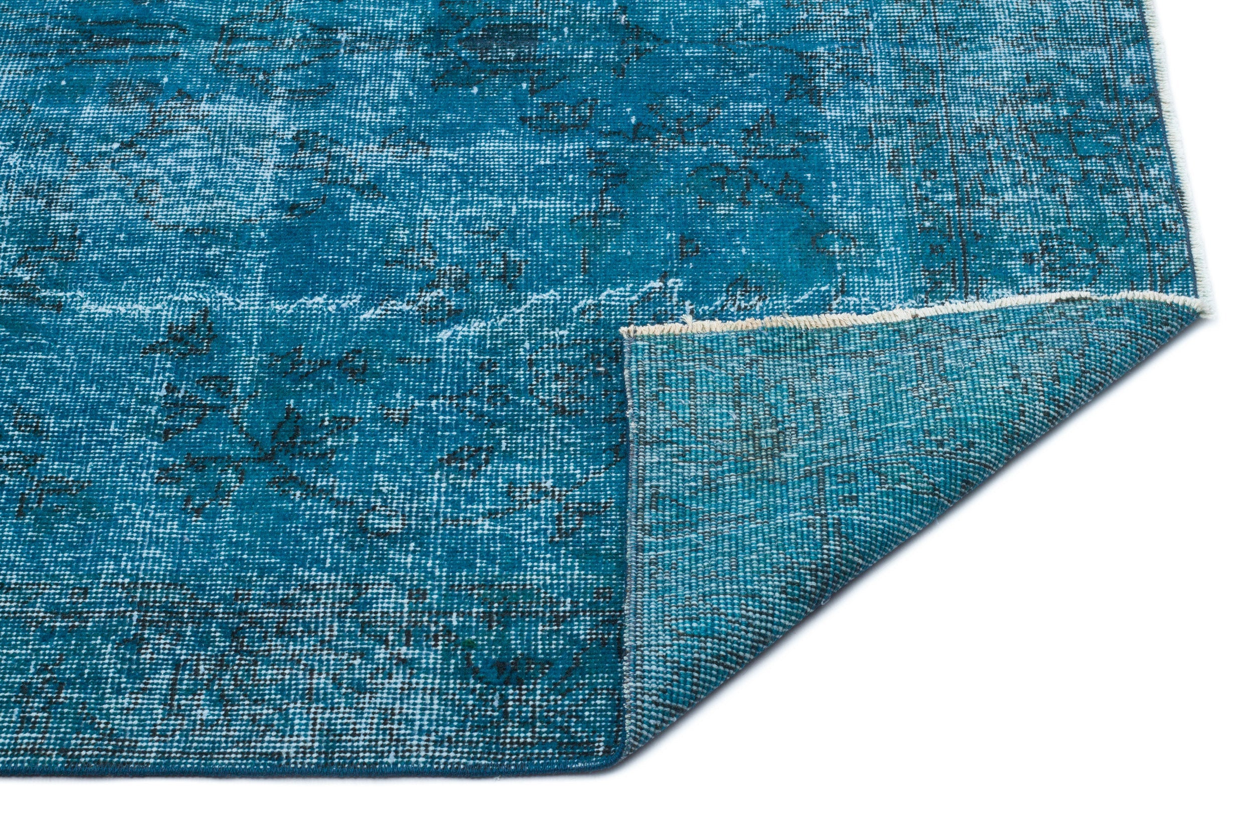 Atina Turquoise Vintage Wool Handmade Area Rug 4'9" x 8'6"