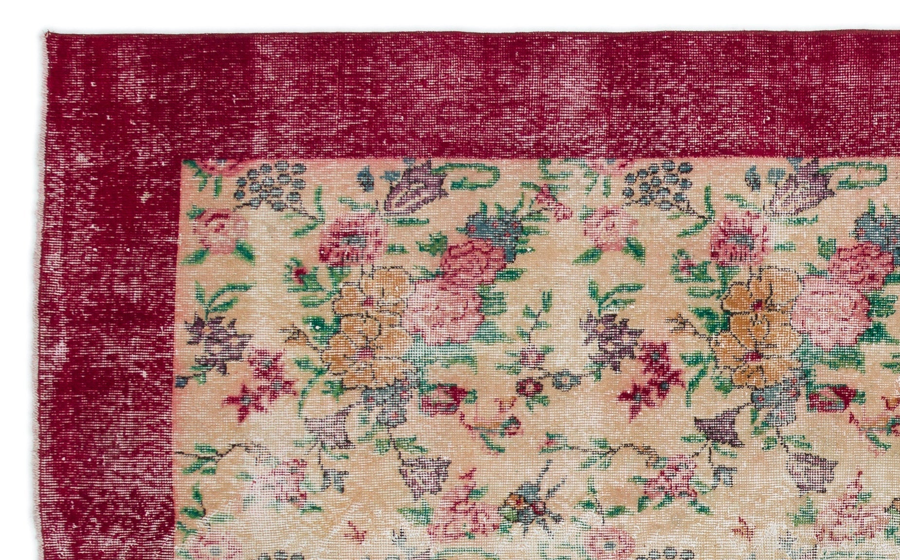 Atina Beige Vintage Wool Handmade Area Rug 5'0" x 9'1"