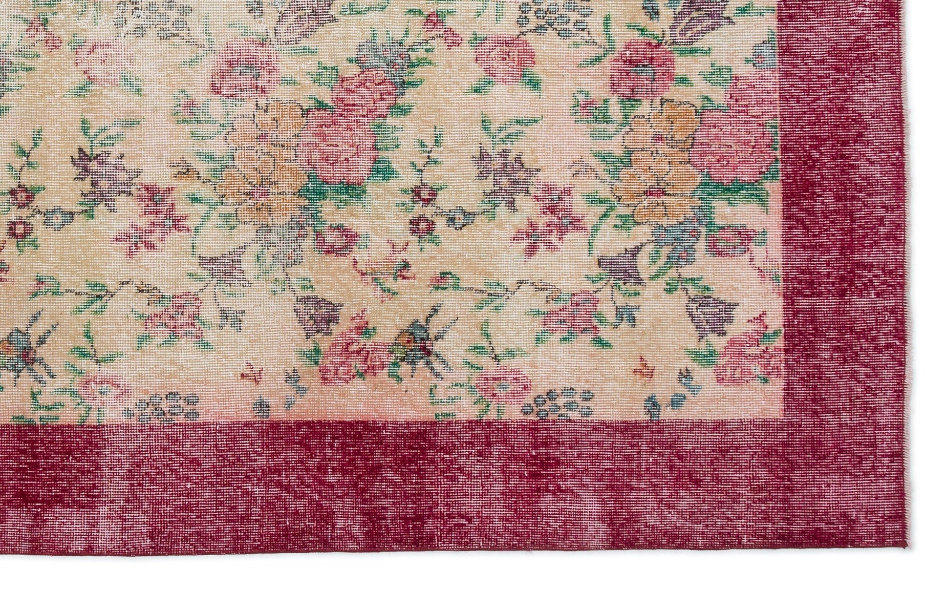Atina Beige Vintage Wool Handmade Area Rug 5'0" x 9'1"