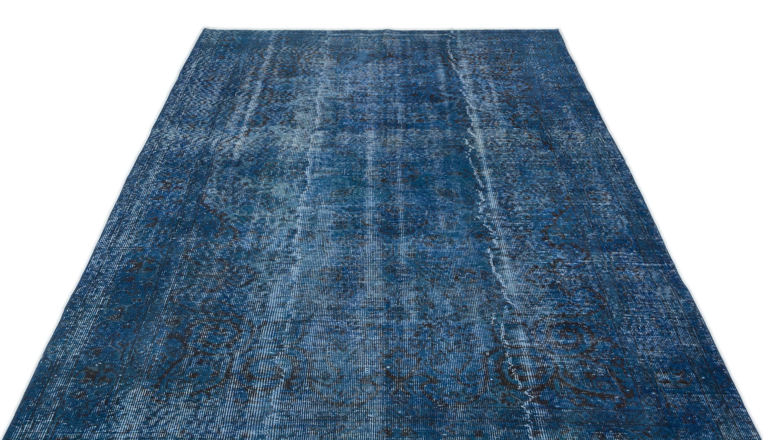 Atina Turquoise Vintage Wool Handmade Area Rug 5'6" x 8'7"