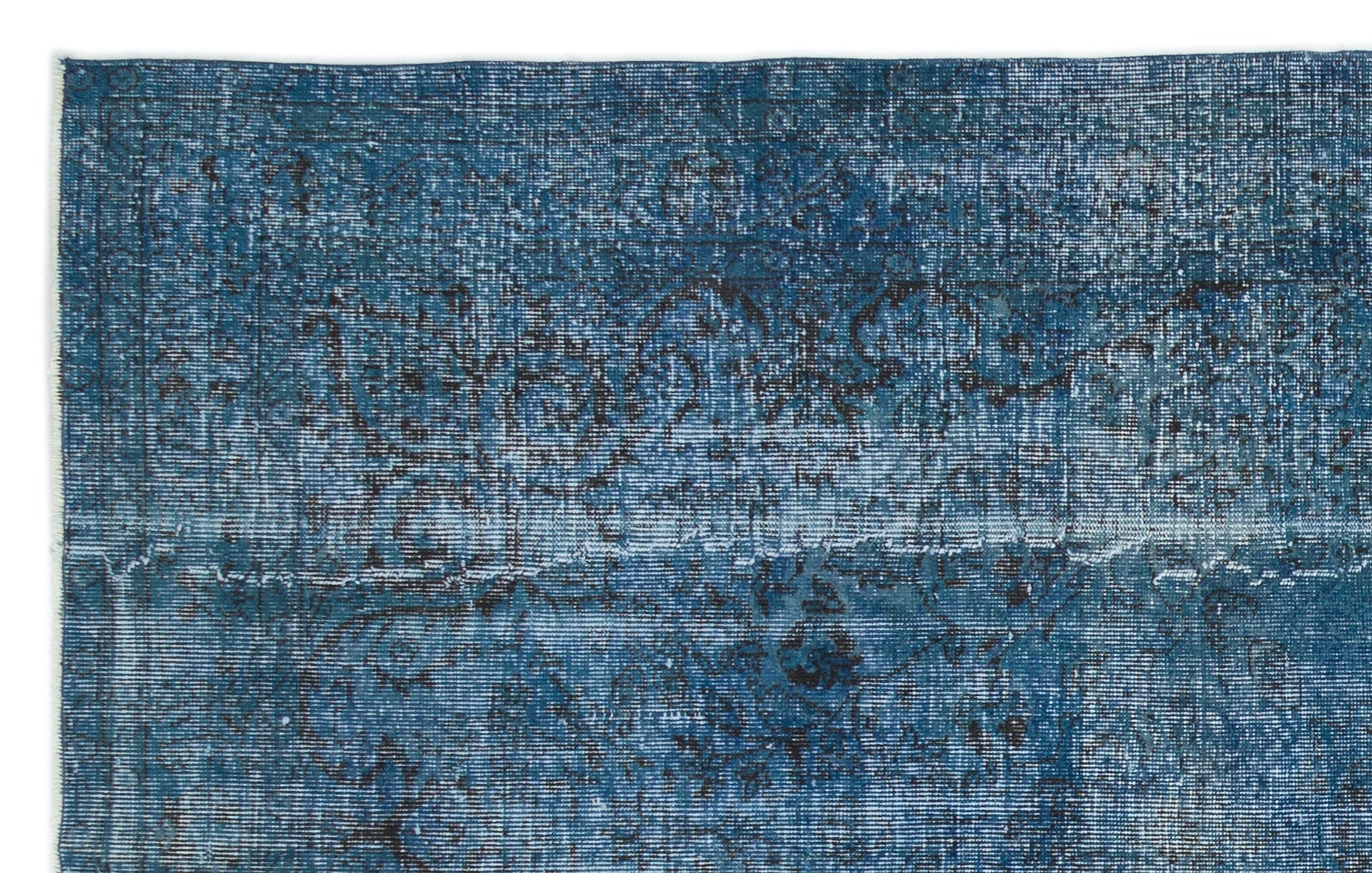 Atina Turquoise Vintage Wool Handmade Area Rug 5'6" x 8'7"