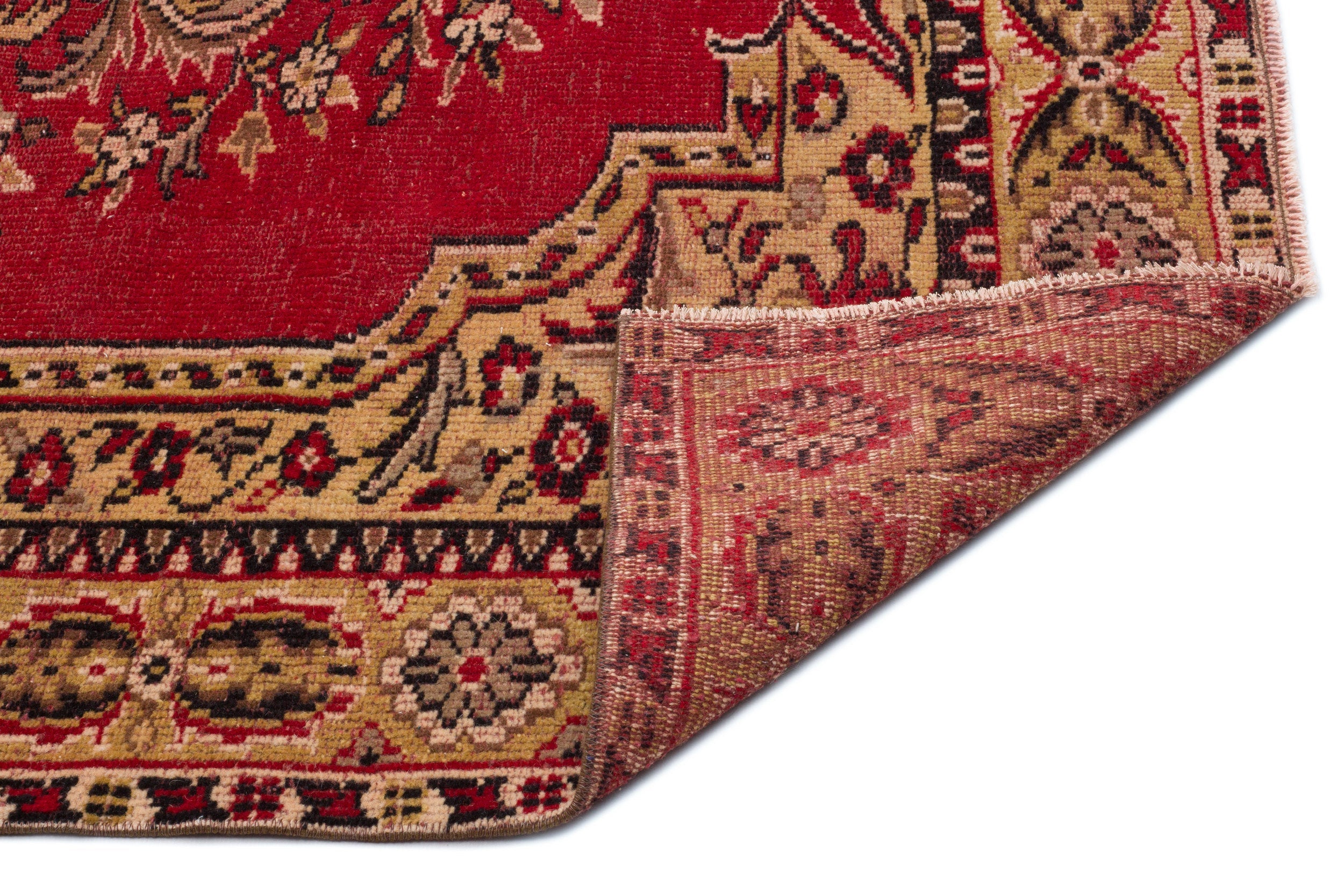 Atina Red Vintage Wool Handmade Area Rug 5'1" x 9'1"