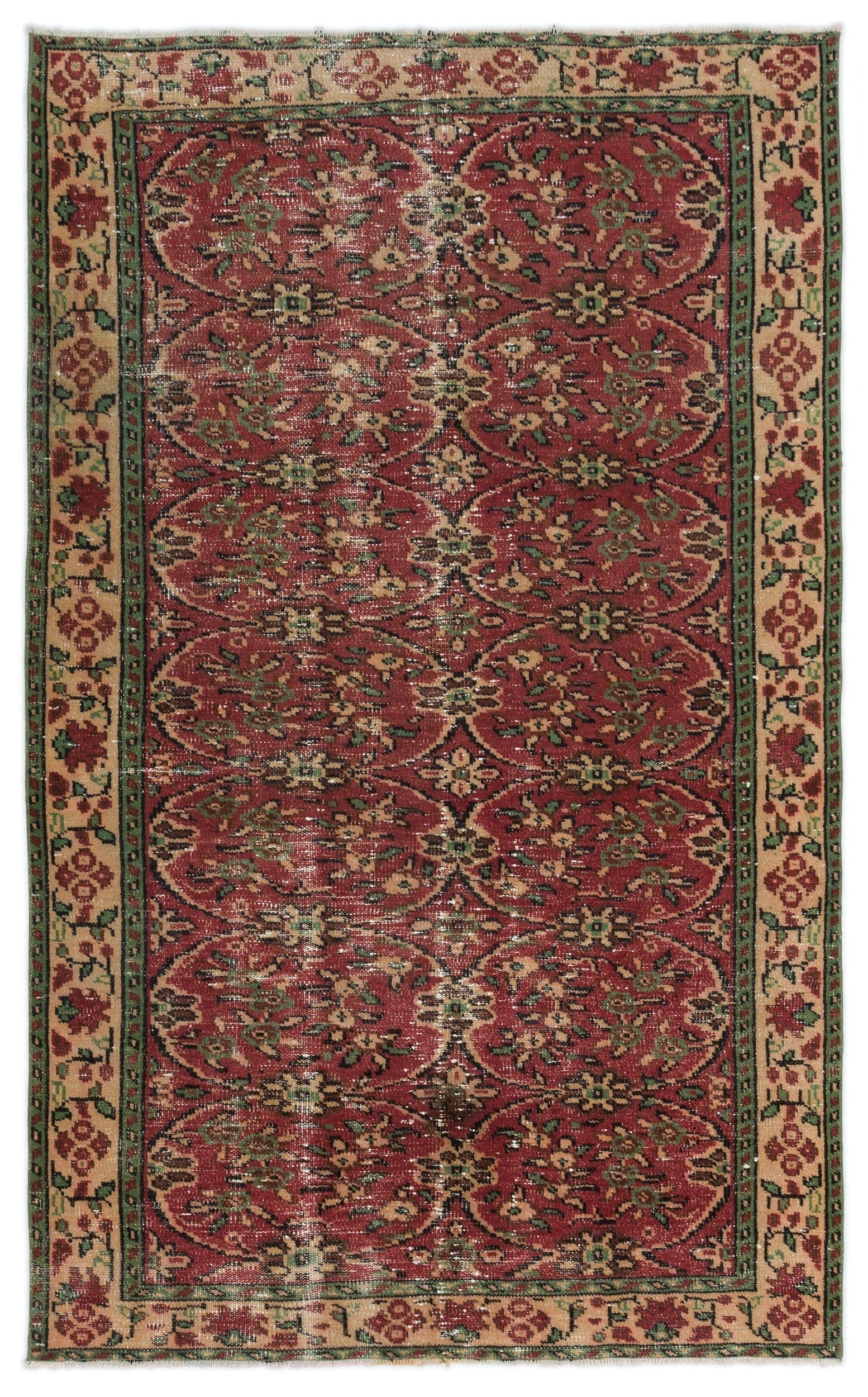 Atina Red Vintage Wool Handmade Area Rug 4'9" x 7'9"
