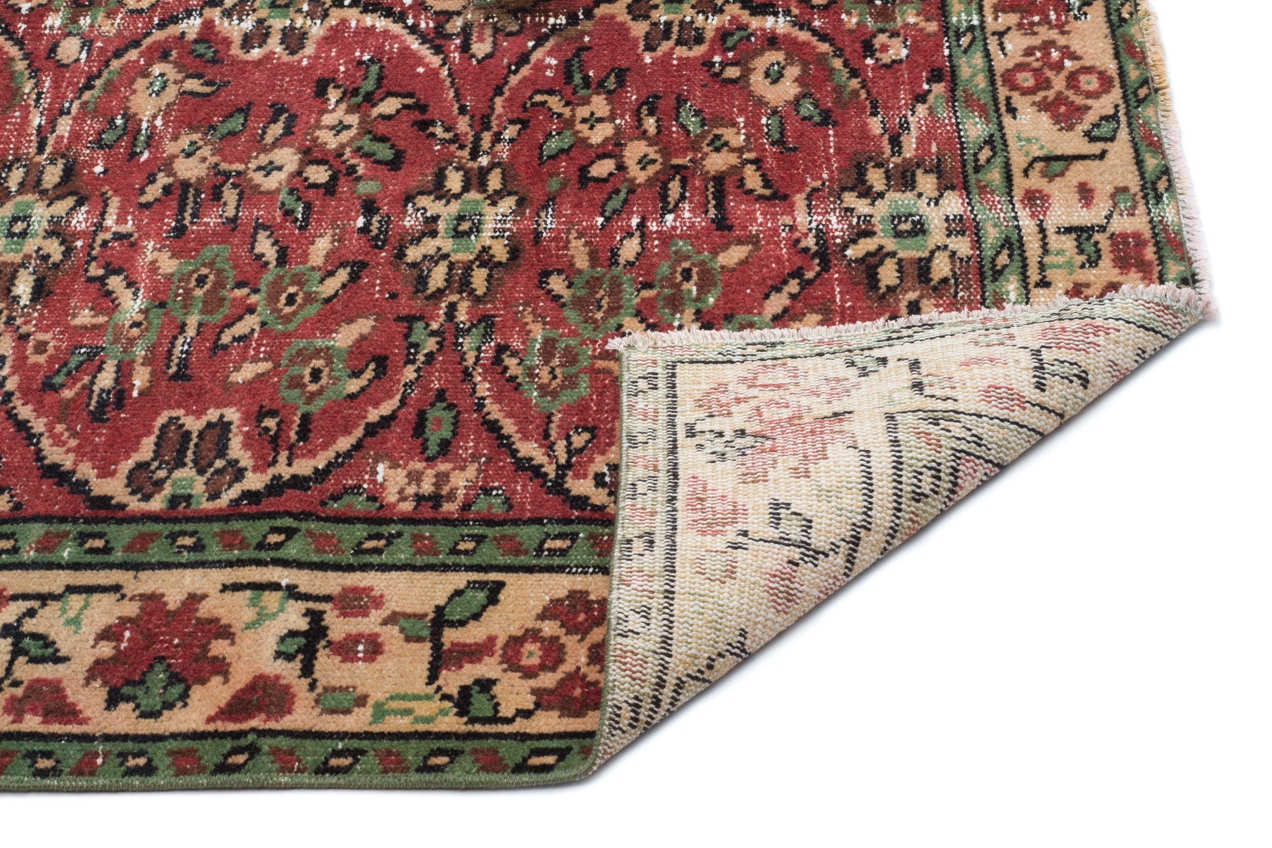 Atina Red Vintage Wool Handmade Area Rug 4'9" x 7'9"