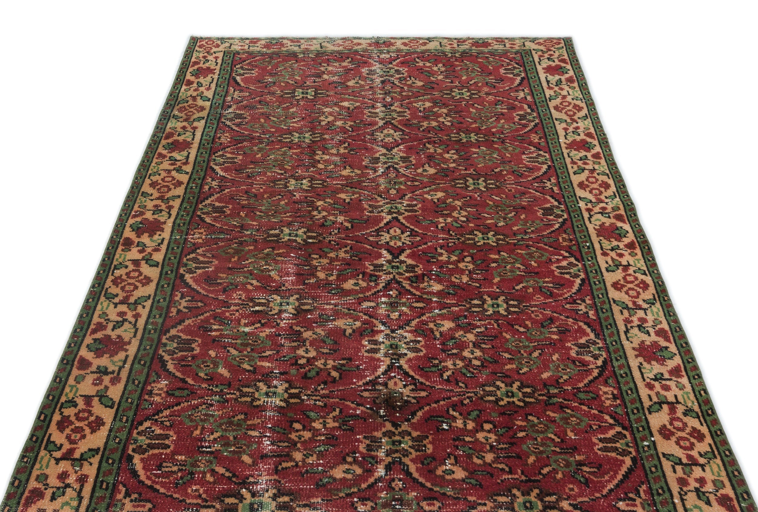 Atina Red Vintage Wool Handmade Area Rug 4'9" x 7'9"