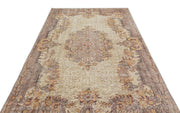 Atina Beige Vintage Wool Handmade Area Rug 5'8" x 8'11"
