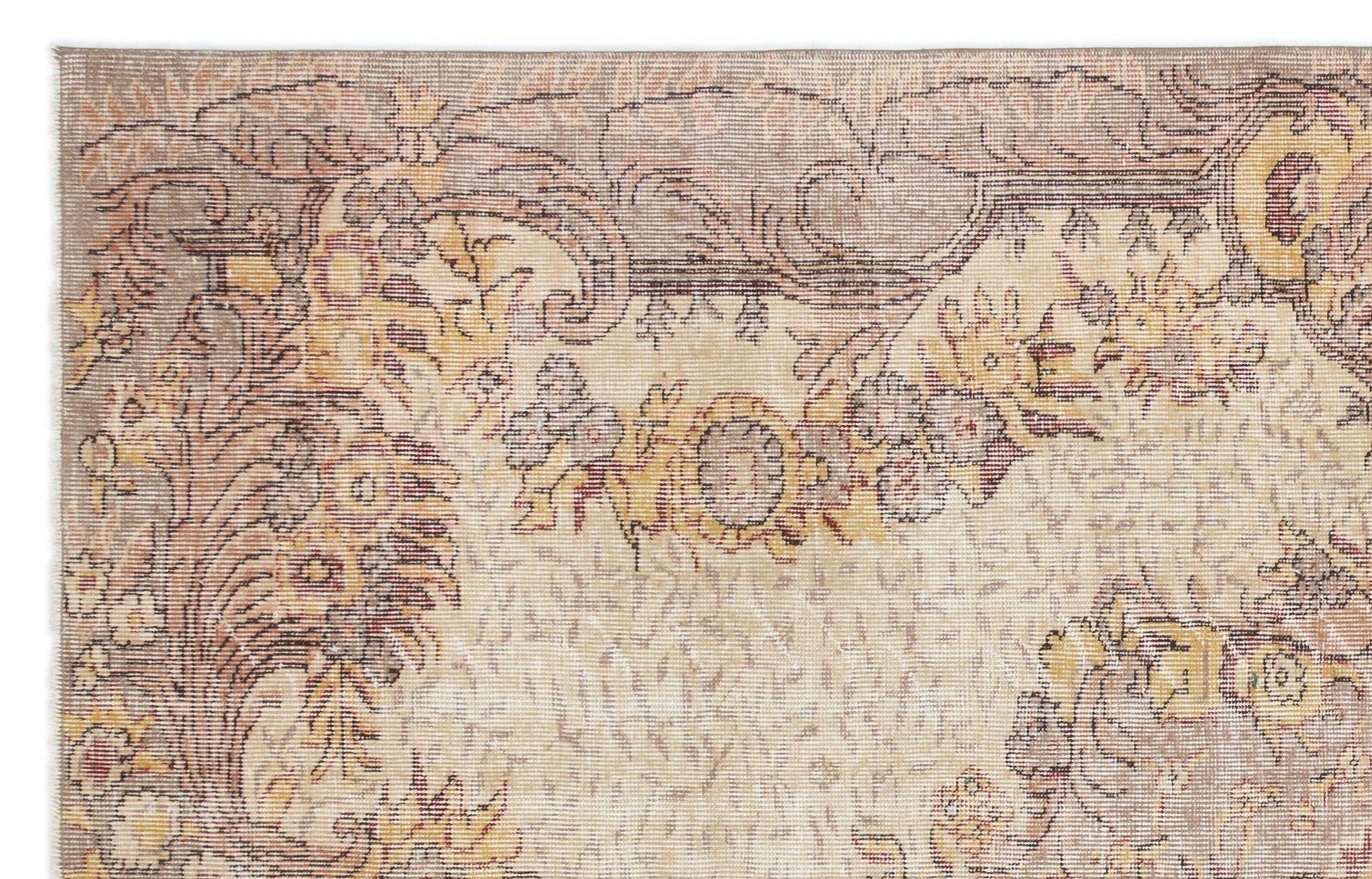 Atina Beige Vintage Wool Handmade Area Rug 5'8" x 8'11"