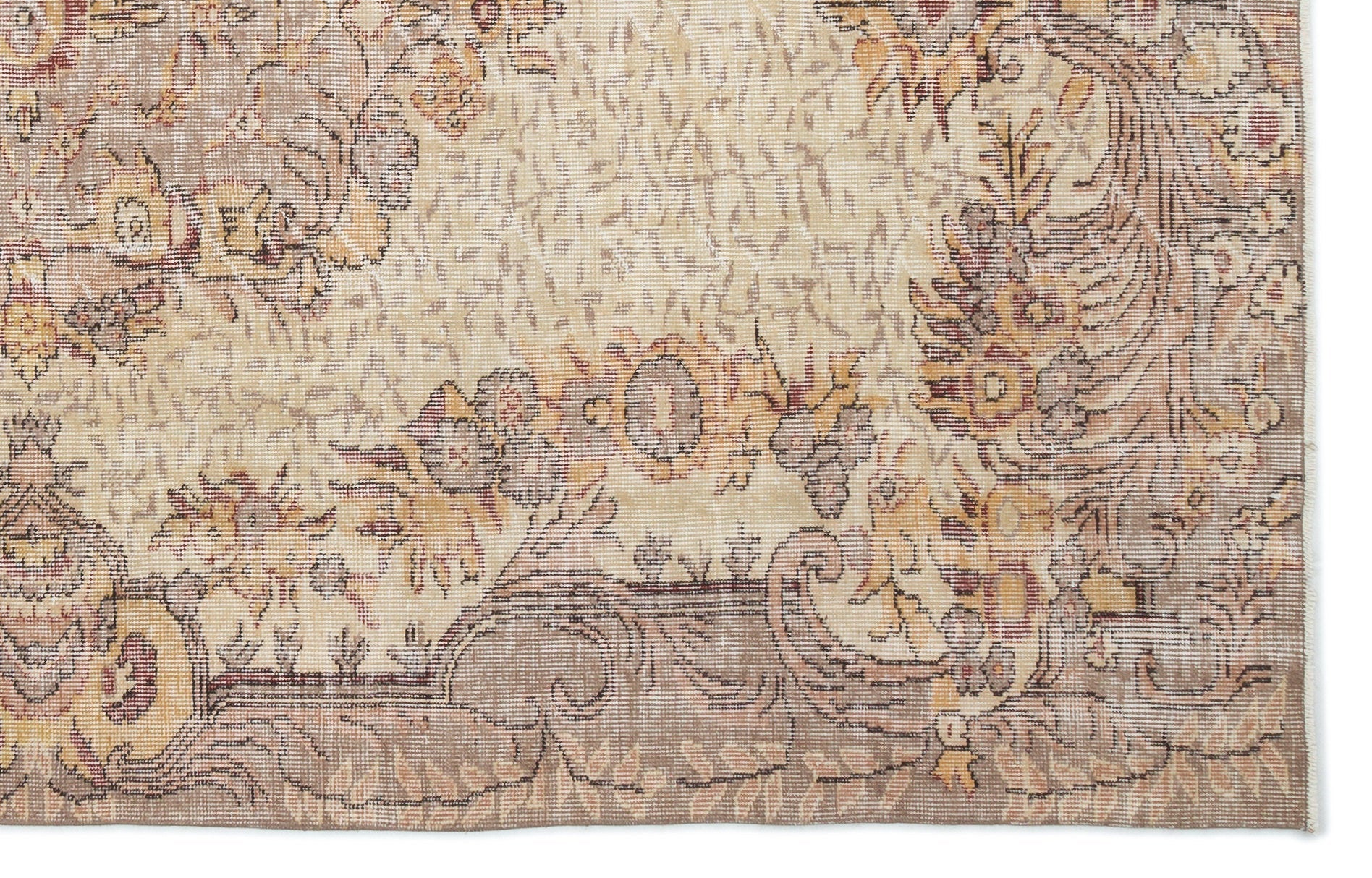 Atina Beige Vintage Wool Handmade Area Rug 5'8" x 8'11"