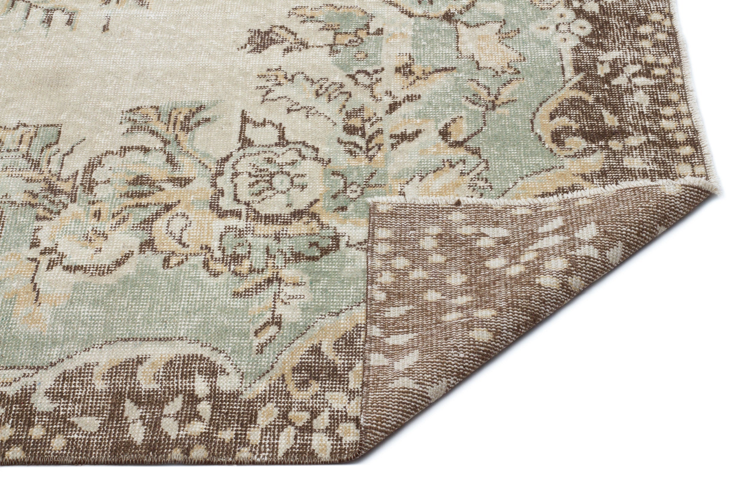 Atina Beige Vintage Wool Handmade Area Rug 5'9" x 9'5"