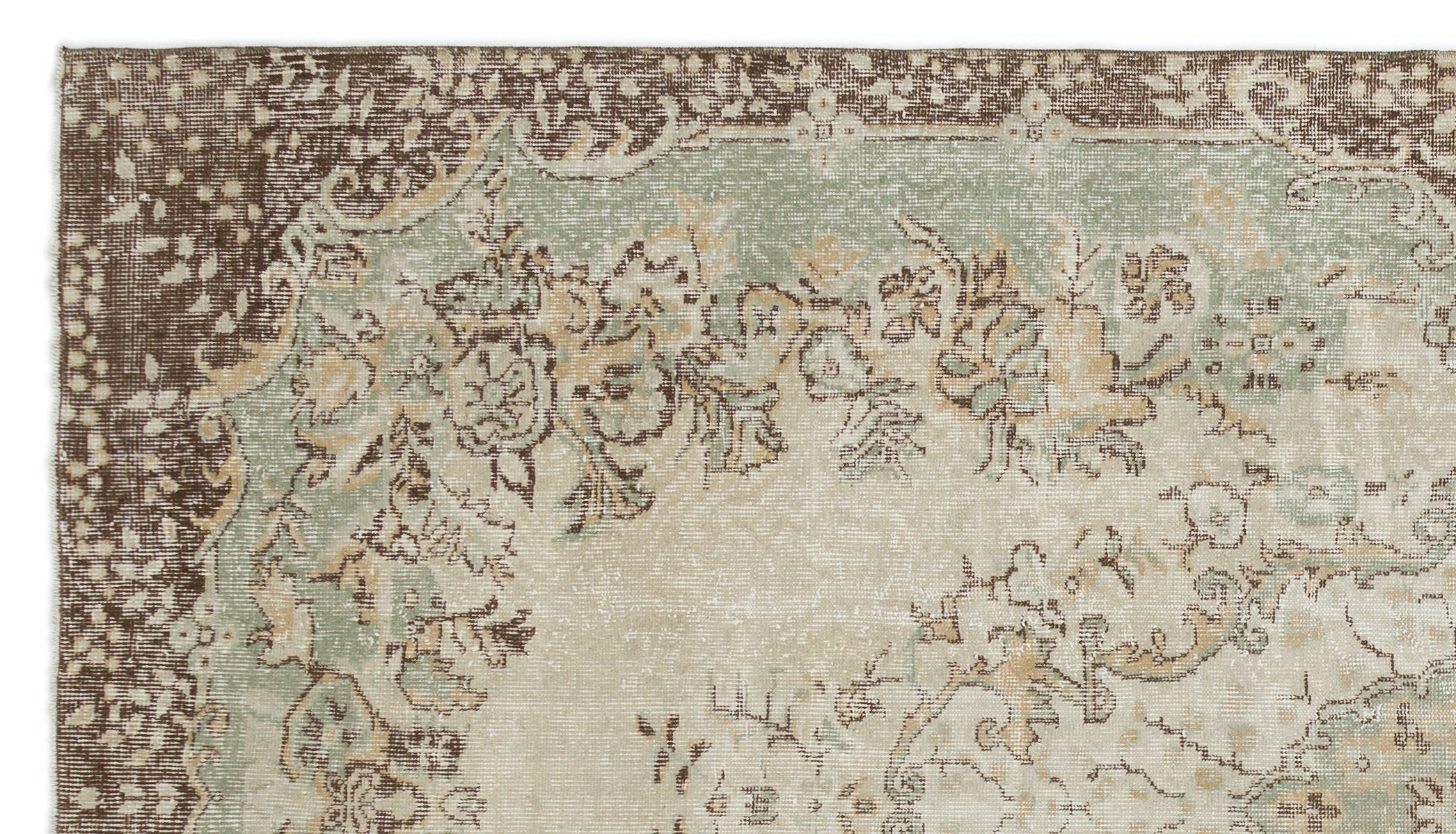 Atina Beige Vintage Wool Handmade Area Rug 5'9" x 9'5"