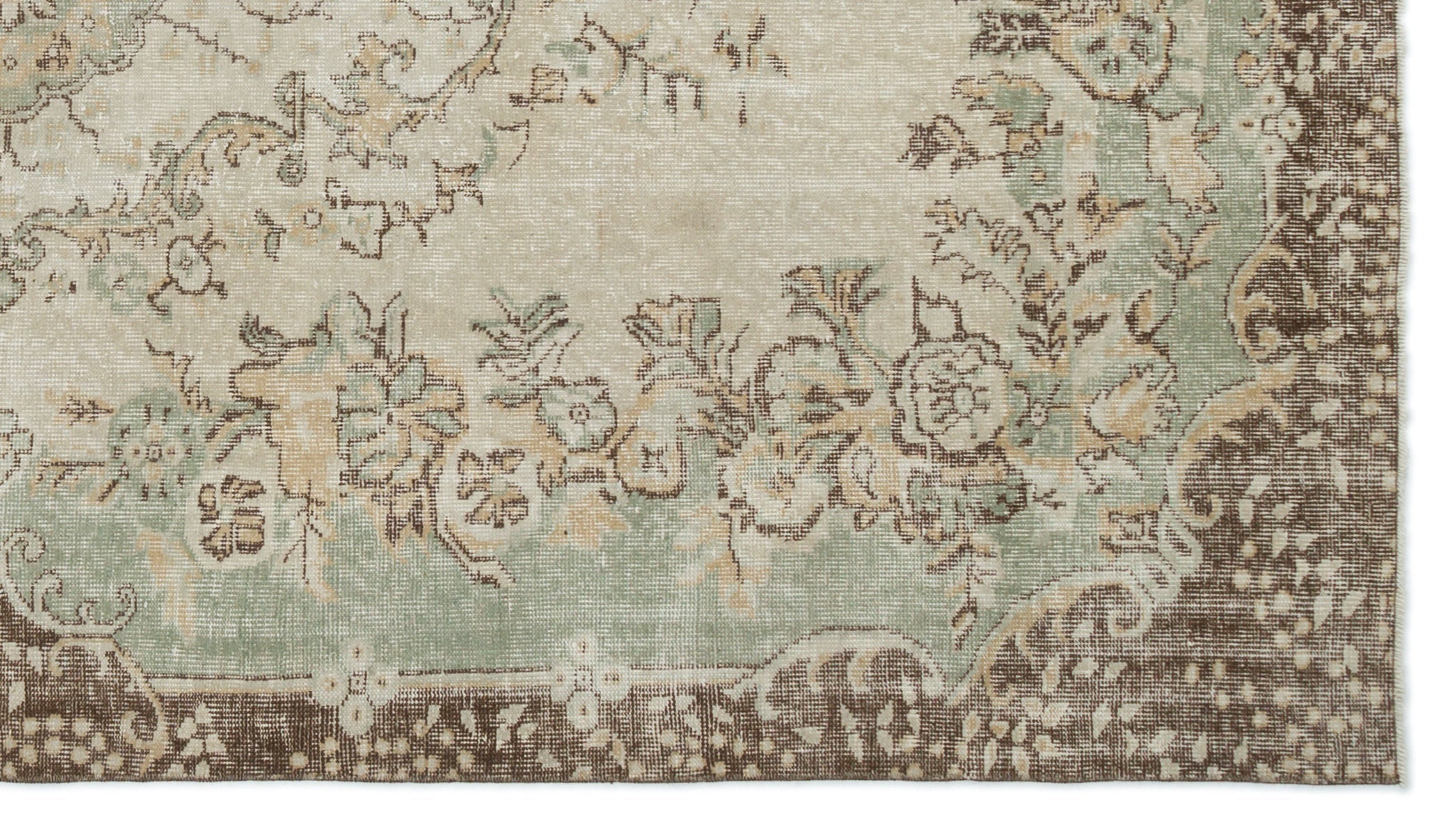 Atina Beige Vintage Wool Handmade Area Rug 5'9" x 9'5"