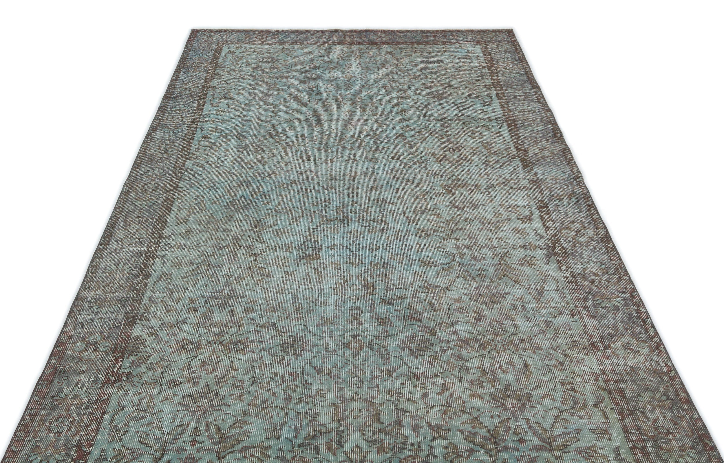 Atina Green Vintage Wool Handmade Area Rug 5'2" x 8'10"