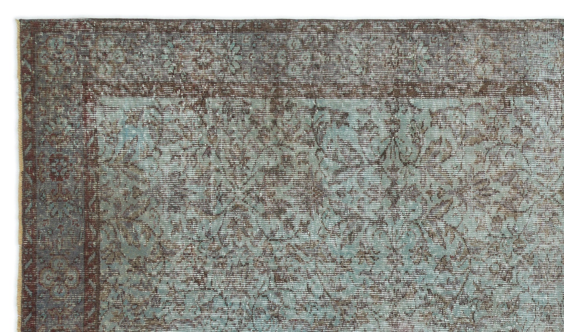 Atina Green Vintage Wool Handmade Area Rug 5'2" x 8'10"