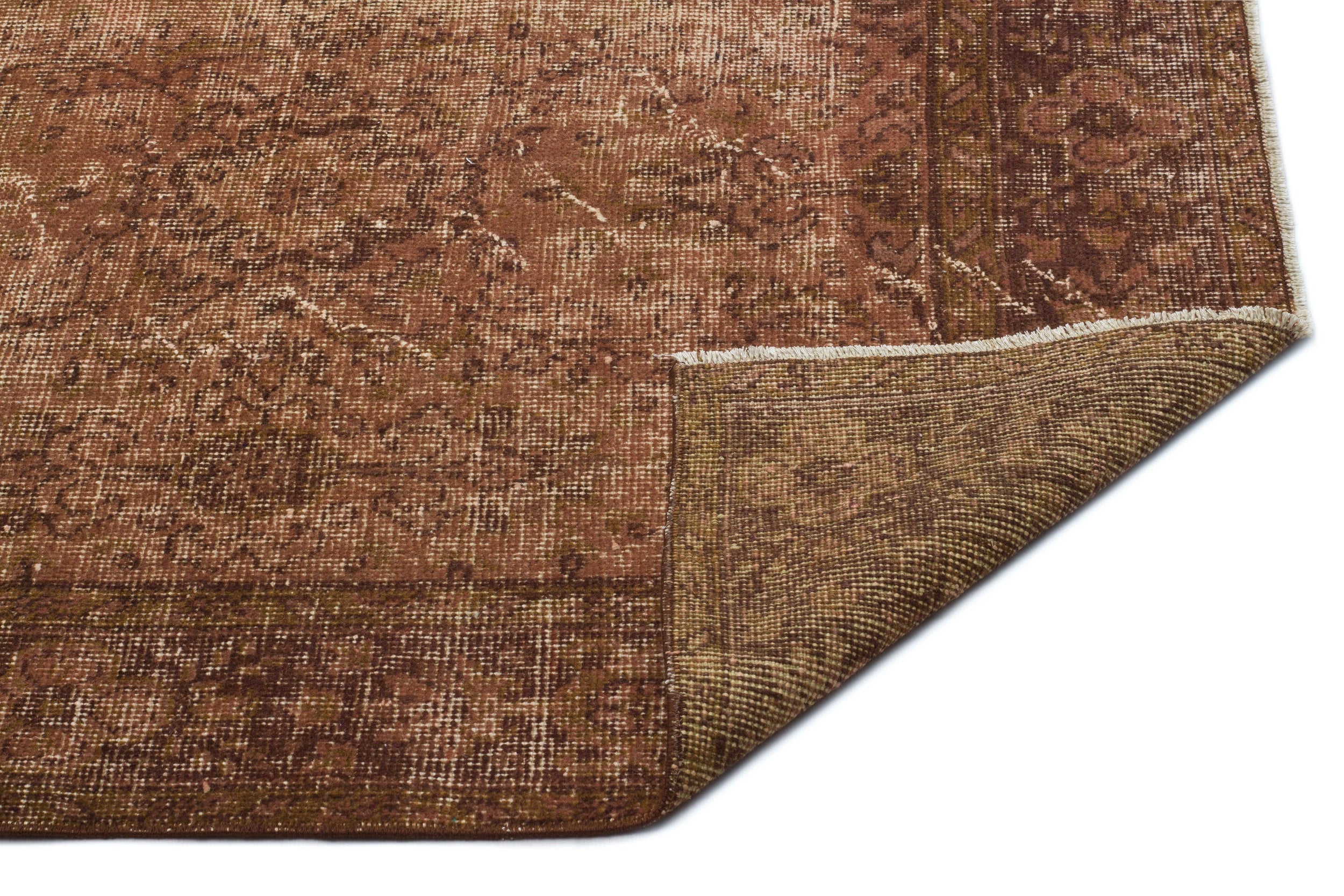 Atina Brown Vintage Wool Handmade Area Rug 5'7" x 9'6"