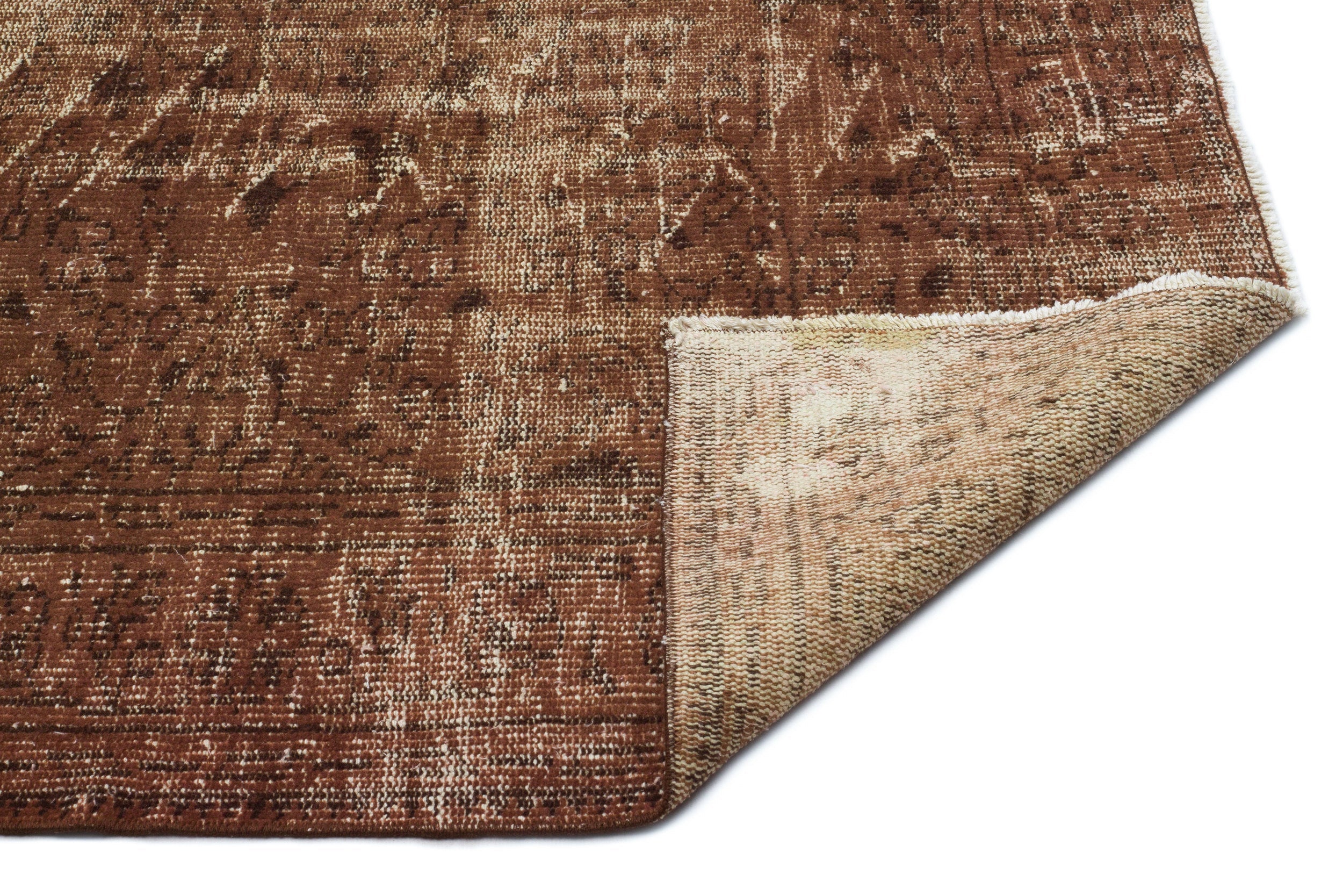 Atina Brown Vintage Wool Handmade Area Rug 5'6" x 8'4"