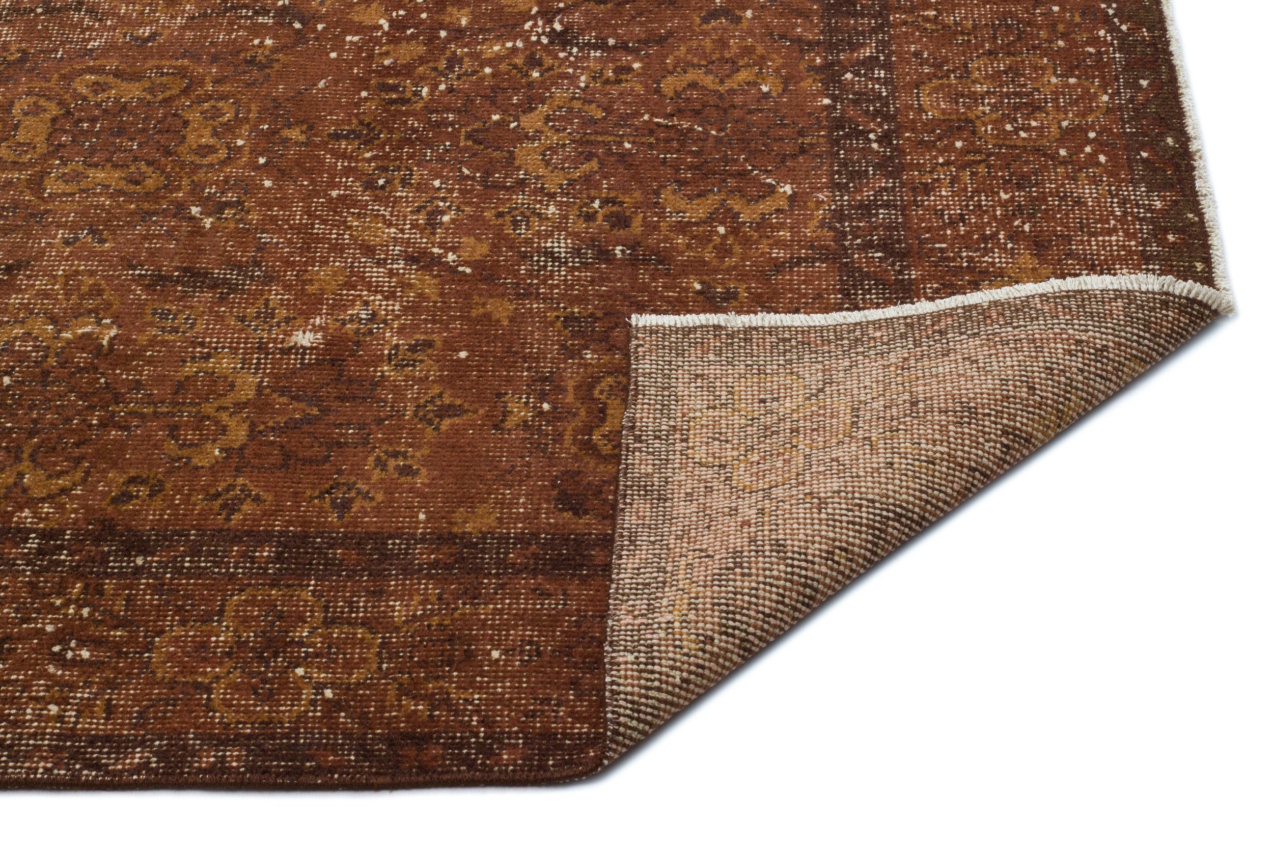 Atina Brown Vintage Wool Handmade Area Rug 5'11" x 10'2"