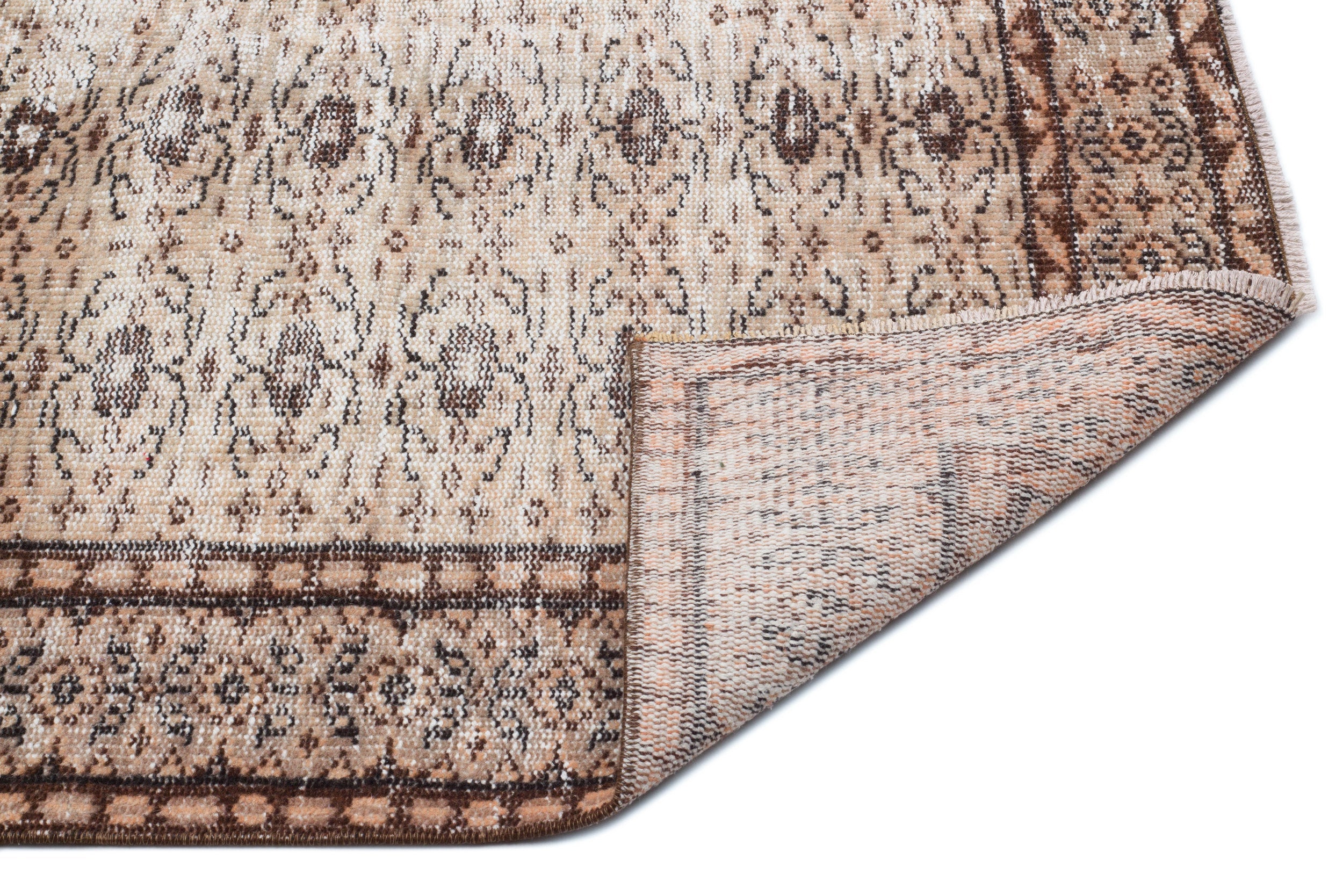 Atina Beige Vintage Wool Handmade Area Rug 5'0" x 8'4"