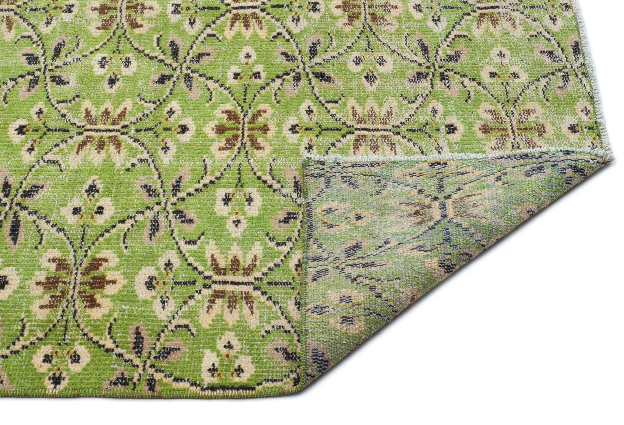 Atina Green Vintage Wool Handmade Area Rug 5'10" x 7'5"