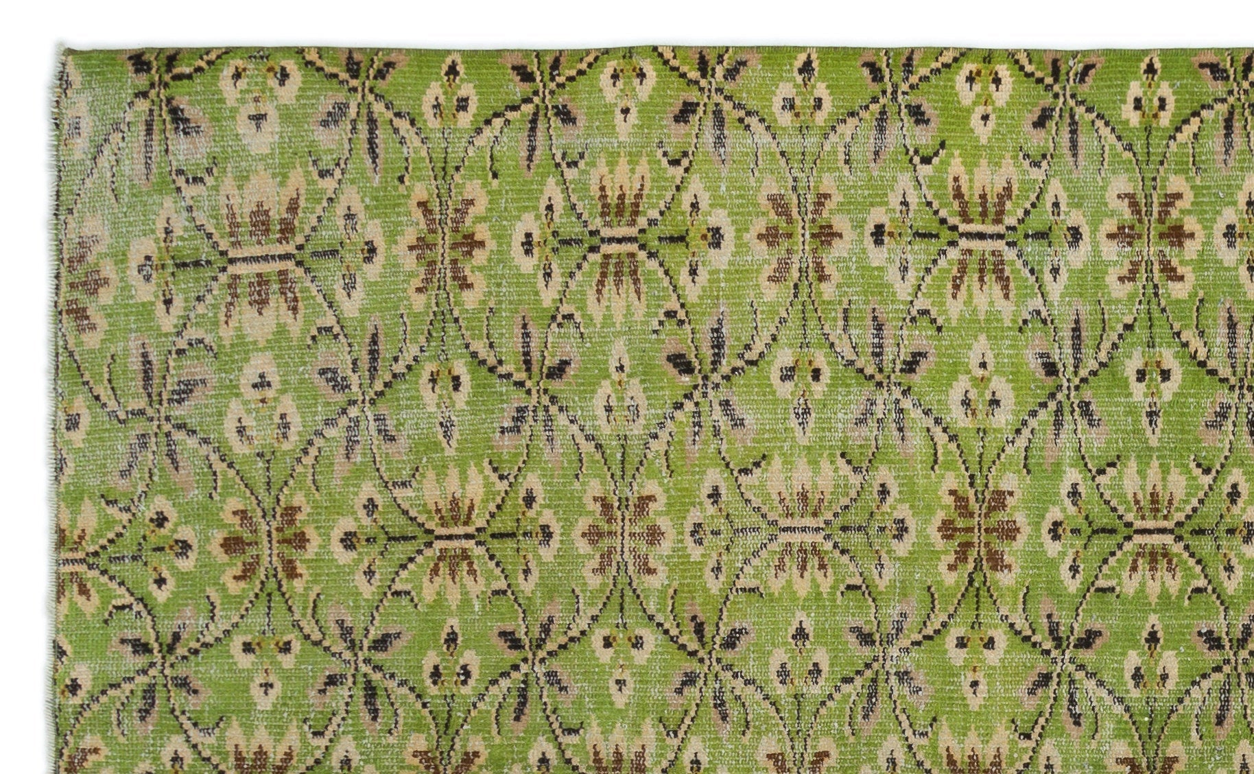 Atina Green Vintage Wool Handmade Area Rug 5'10" x 7'5"