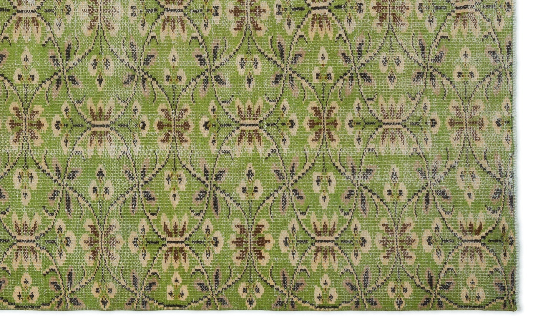 Atina Green Vintage Wool Handmade Area Rug 5'10" x 7'5"