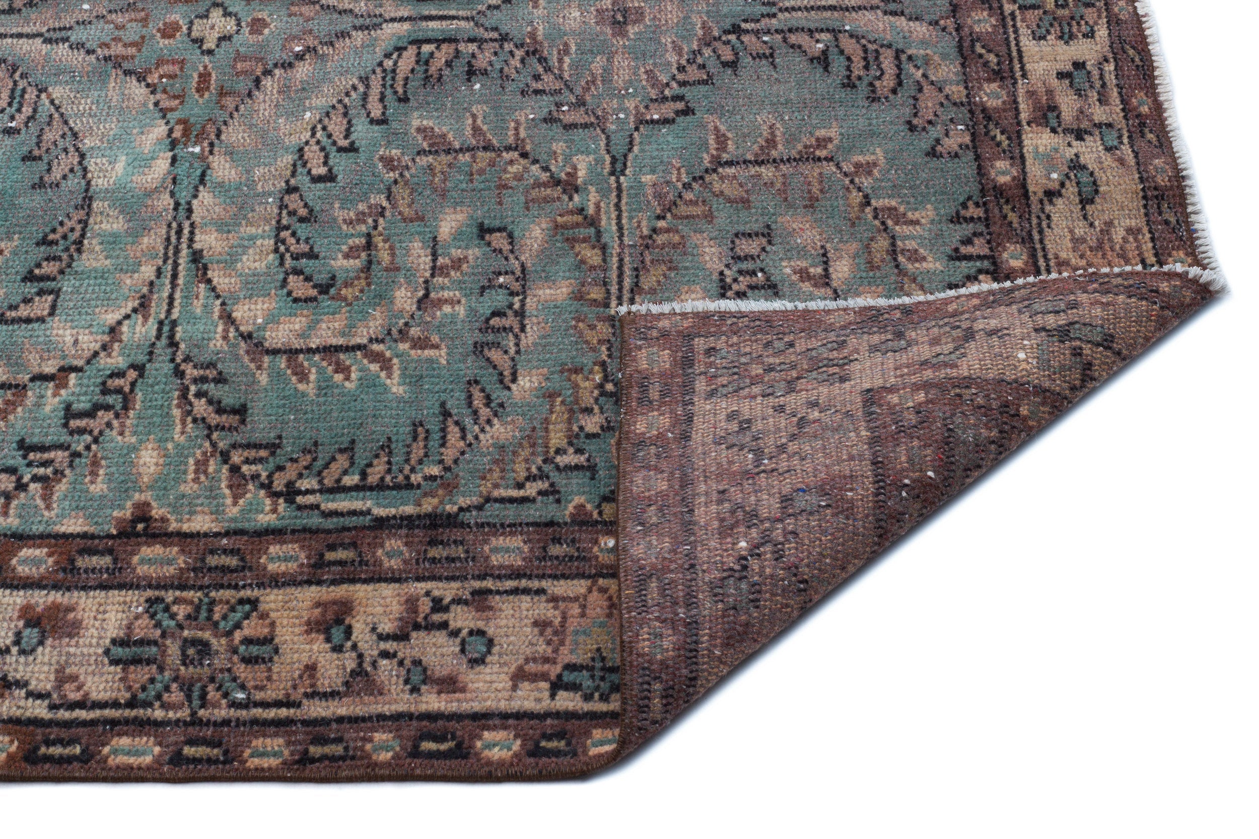 Atina Brown Vintage Wool Handmade Area Rug 5'1" x 8'10"