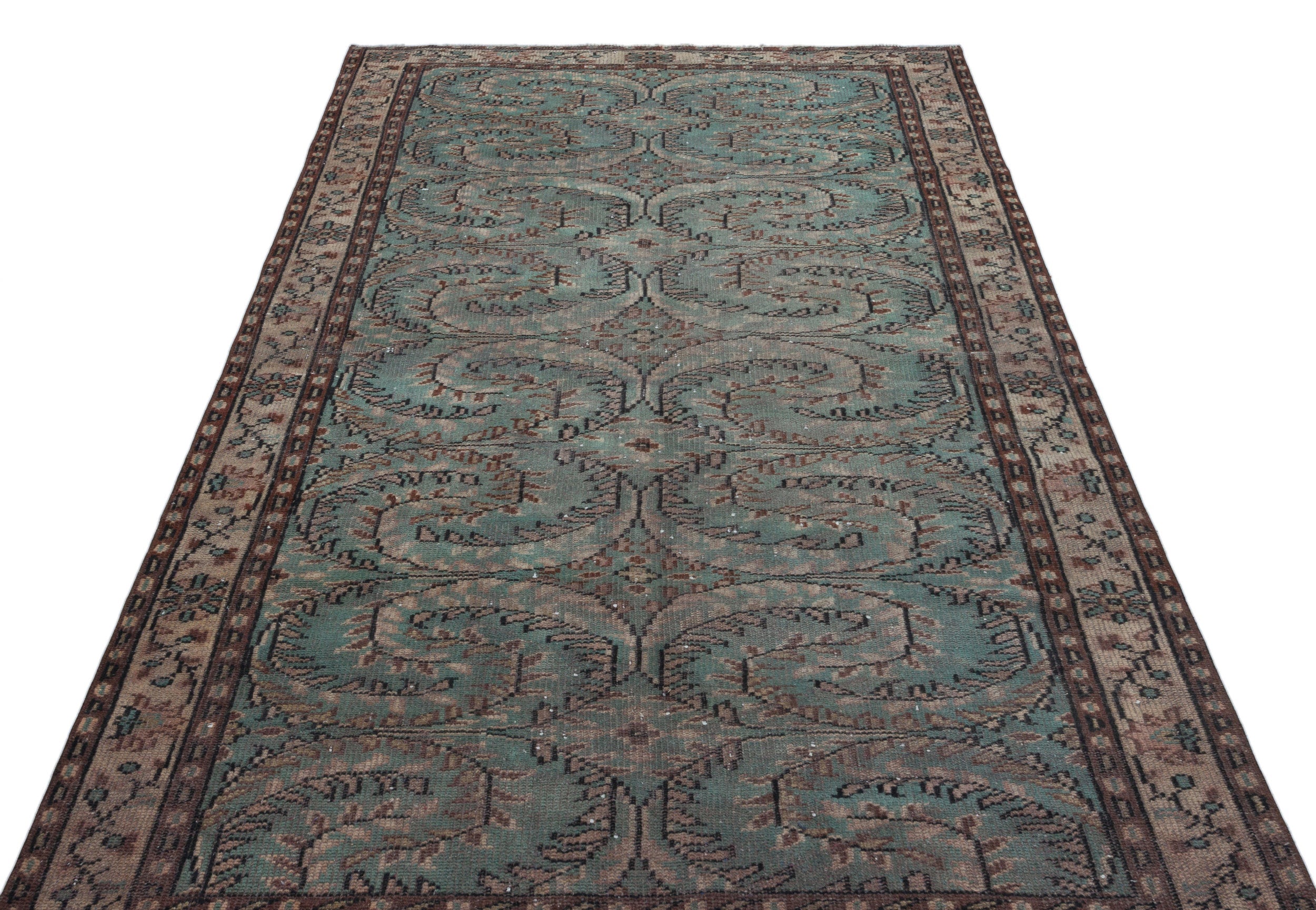 Atina Brown Vintage Wool Handmade Area Rug 5'1" x 8'10"