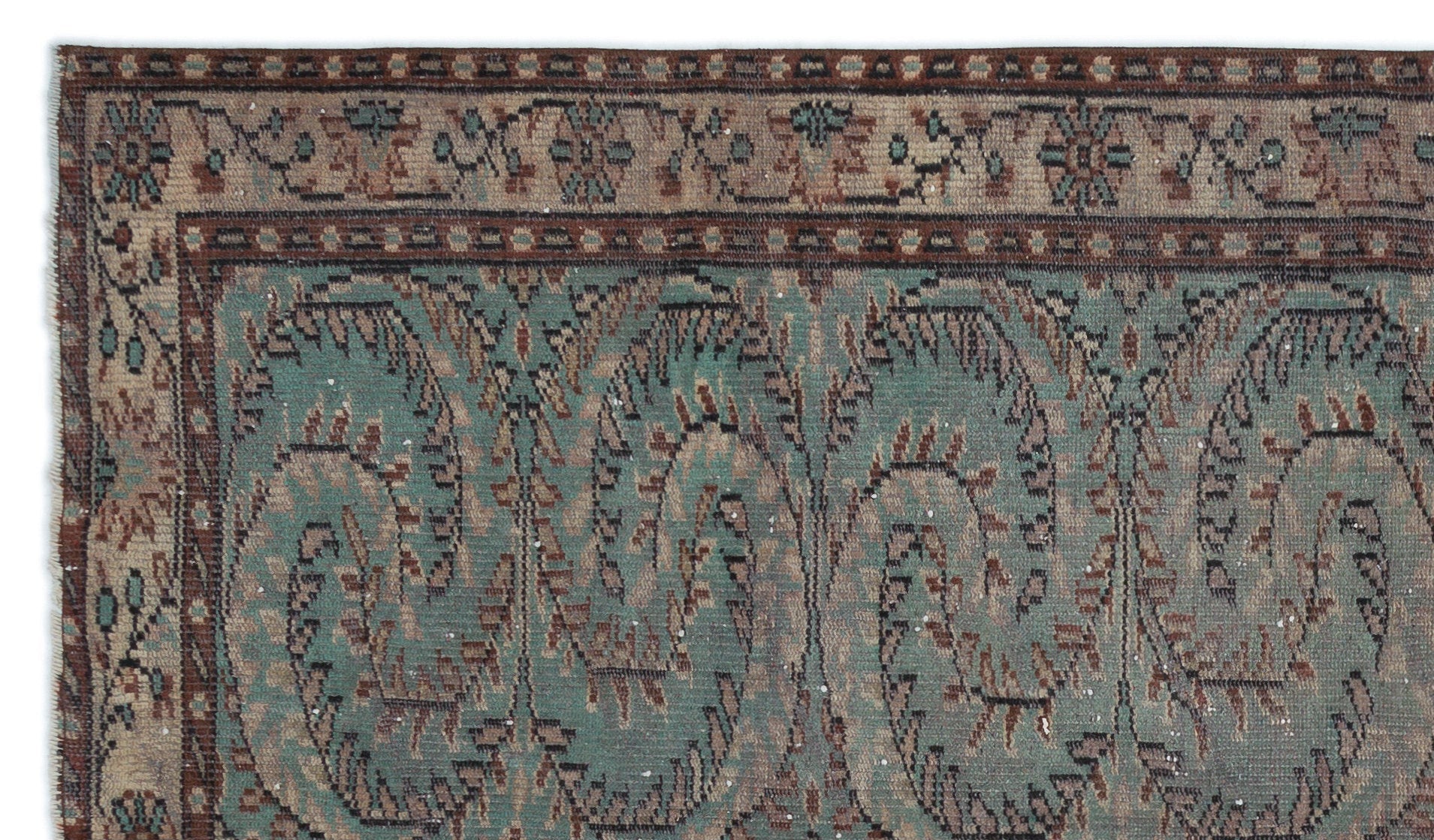 Atina Brown Vintage Wool Handmade Area Rug 5'1" x 8'10"
