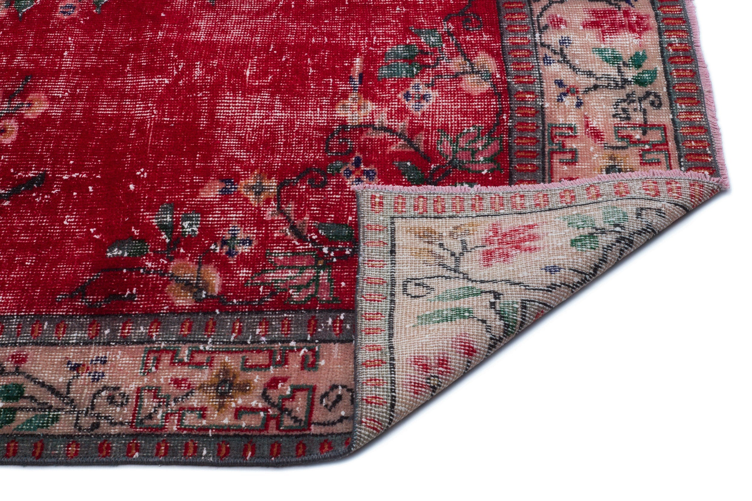 Atina Red Vintage Wool Handmade Area Rug 6'2" x 8'9"
